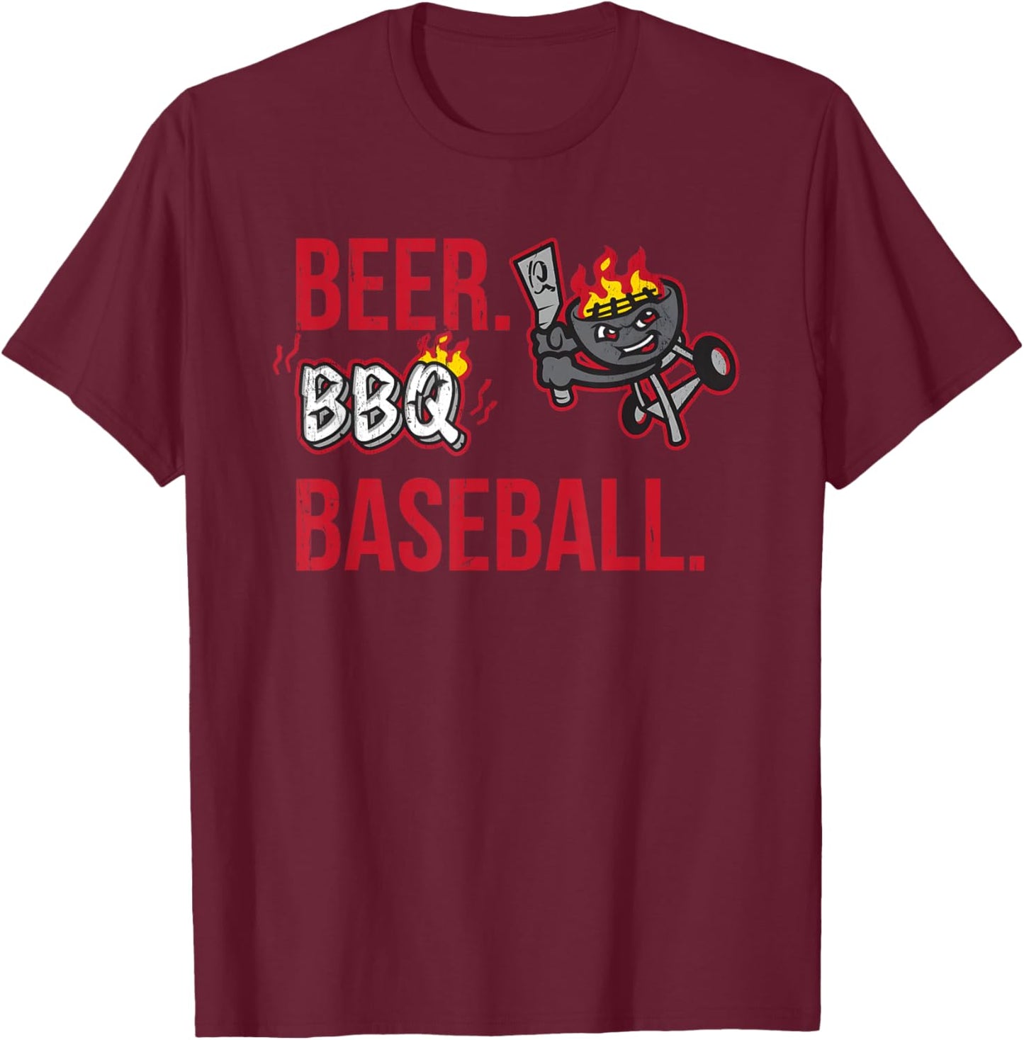 Beer Bbq Baseball Fire Summer Coming T-Shirt - T-Shirt | Maroon