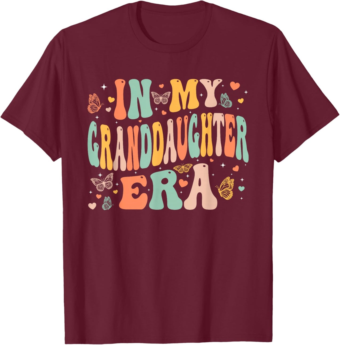 Retro Groovy In My Granddaughter Era Mother's Day Kids Girls T-Shirt - T-Shirt | Maroon