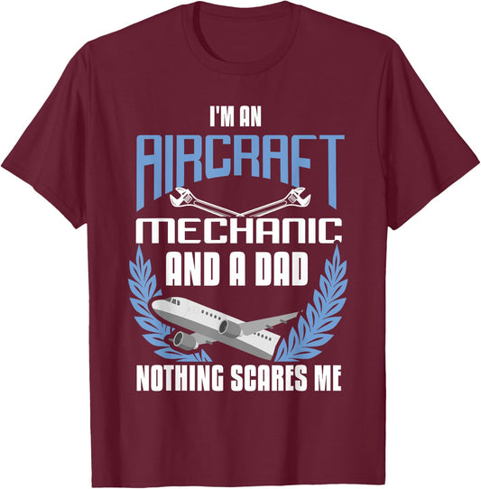 Aircraft Mechanic Dad Shirt Airplane Mechanic Father Gift T-Shirt - T-Shirt | Maroon