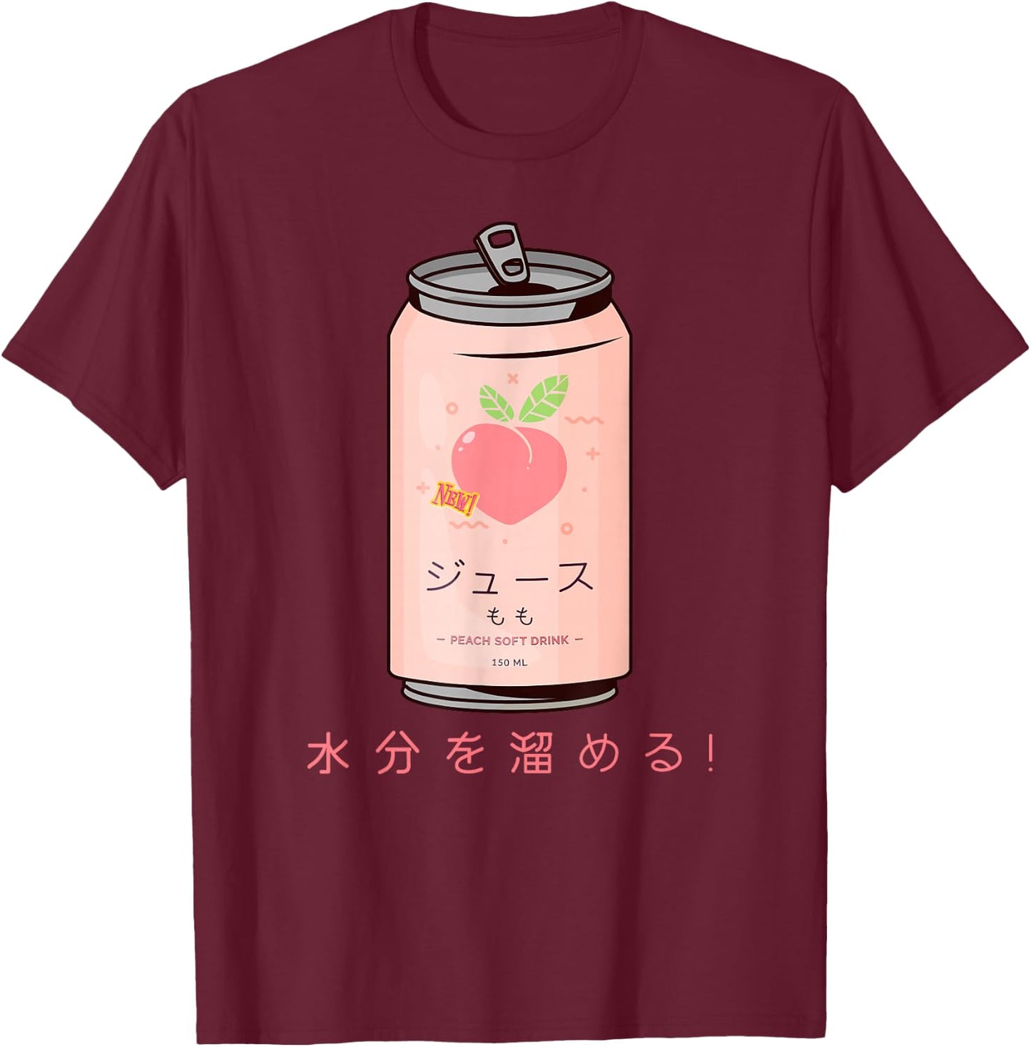 90s Japanese Aesthetic Peach Juice Can Aesthetic T-Shirt - T-Shirt | Maroon