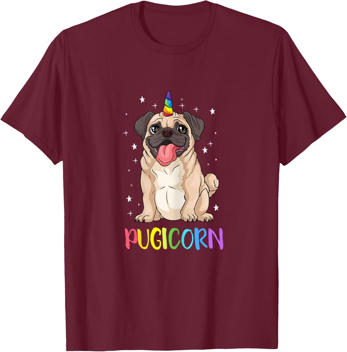 Girl Pugicorn funny pug Lover unicorn Pug Owner T-Shirt - T-Shirt | Maroon