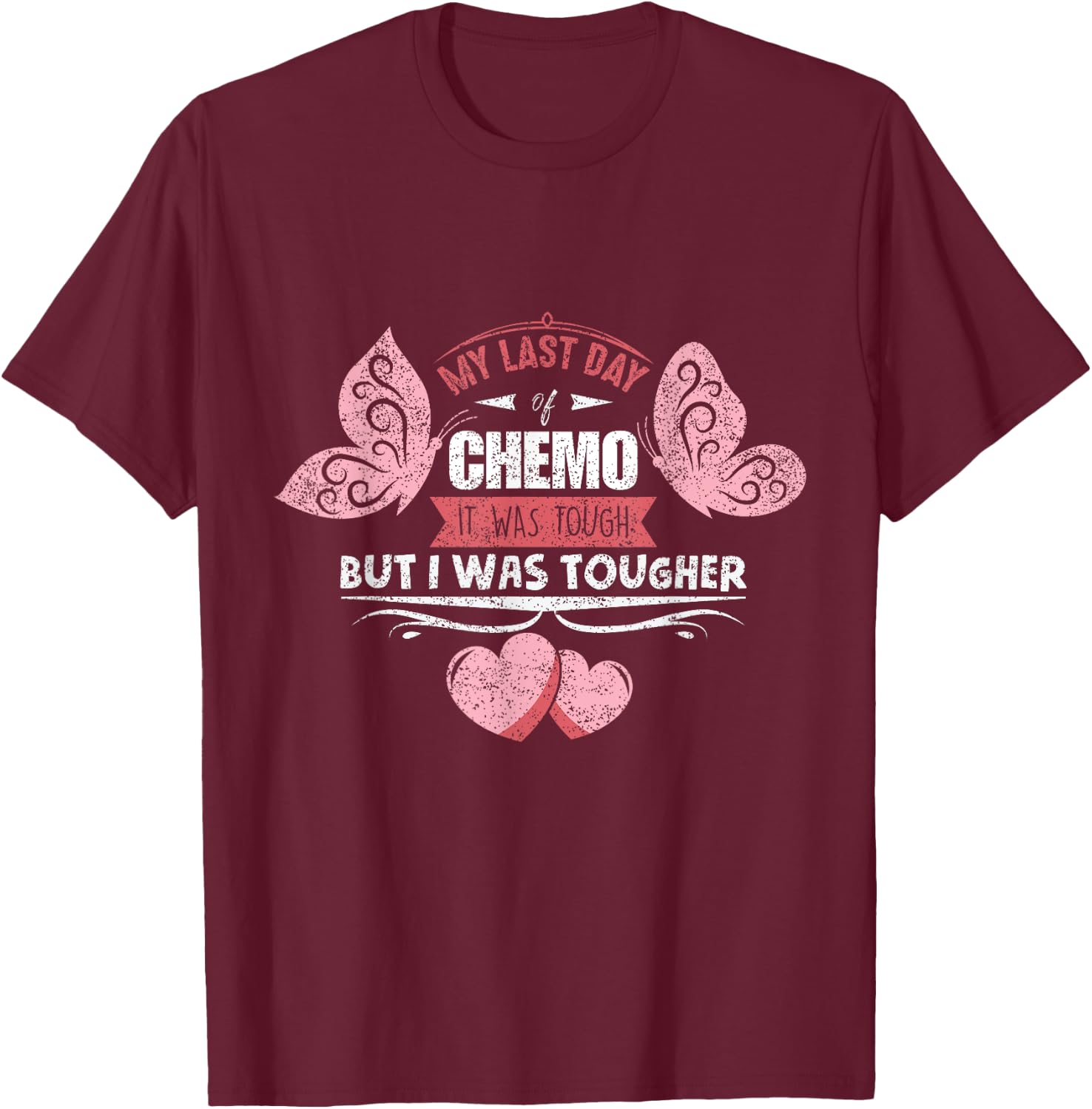 Last Chemo Day Gift Serious Illness Warrior - Women's Classic - Black - Small - Short Sleeve - Lace Embellishment T-Shirt - T-Shirt | Maroon