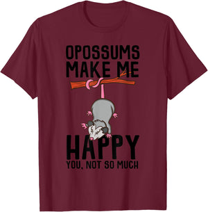 Funny Opossum Gift Women Cool Opossum Makes Me Happy T-Shirt - T-Shirt | Maroon