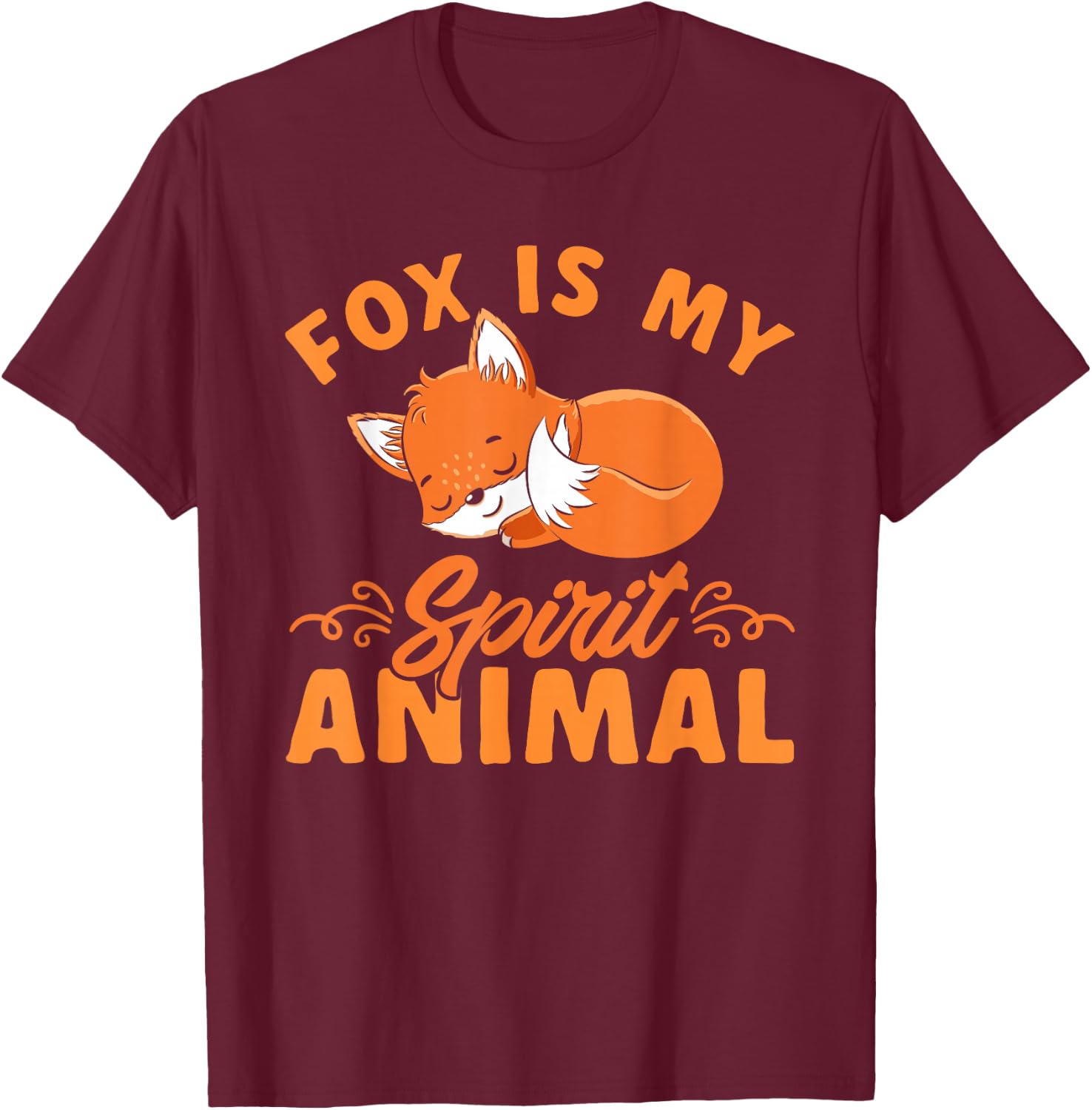 Foxes Cute Kids Boys Girls Fox Is My Spirit Animal T-Shirt - T-Shirt | Maroon