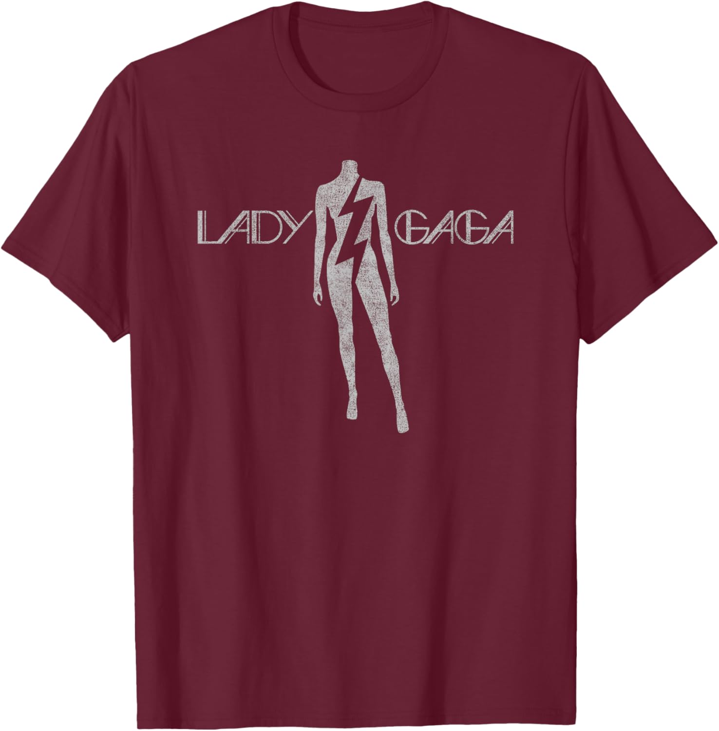 Official Lady Gaga Lightning White Logo T-Shirt - T-Shirt | Maroon