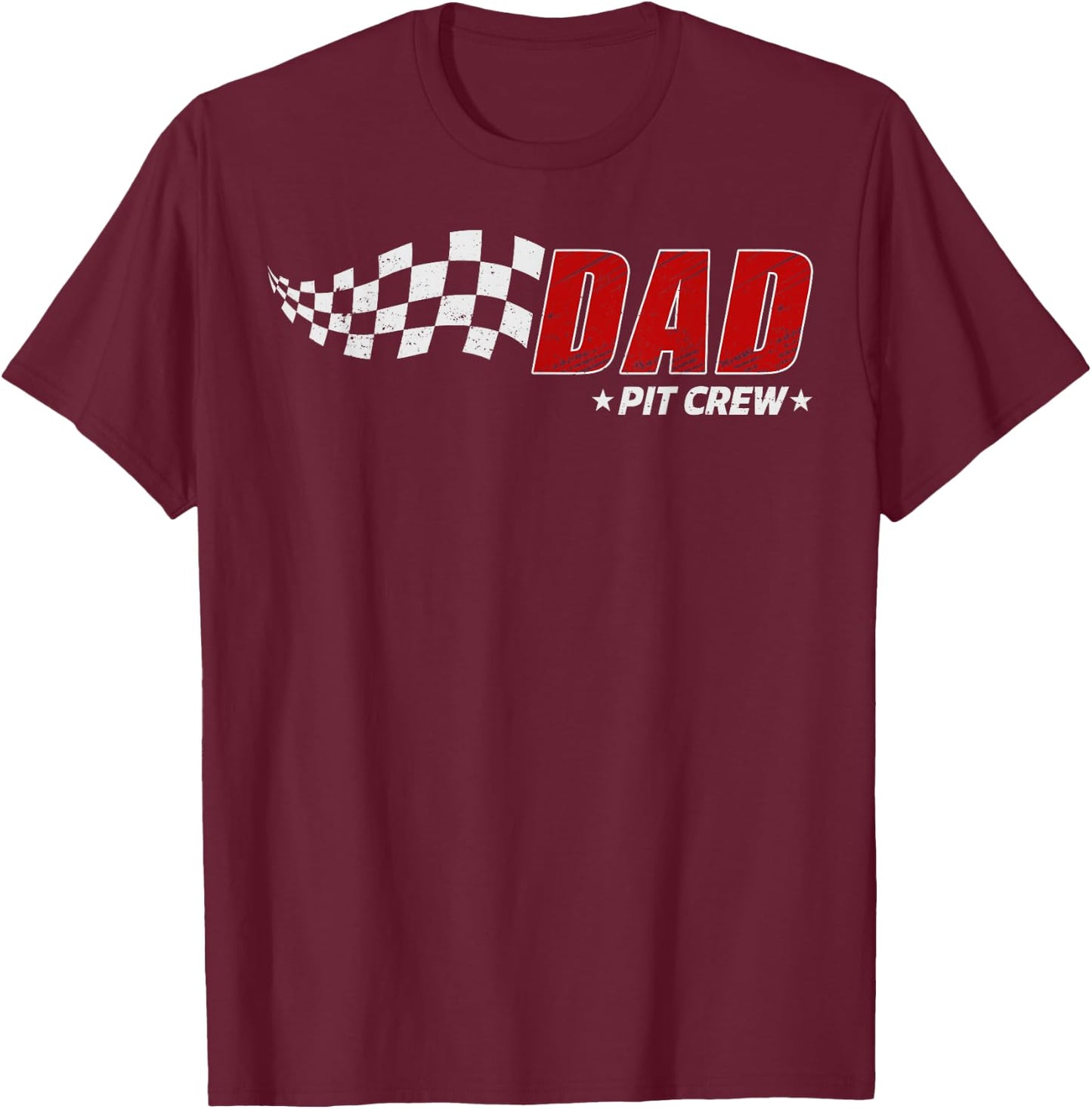 Dad Pit Crew Race Car Birthday Family Matching Pit Crew T-Shirt - T-Shirt | Maroon