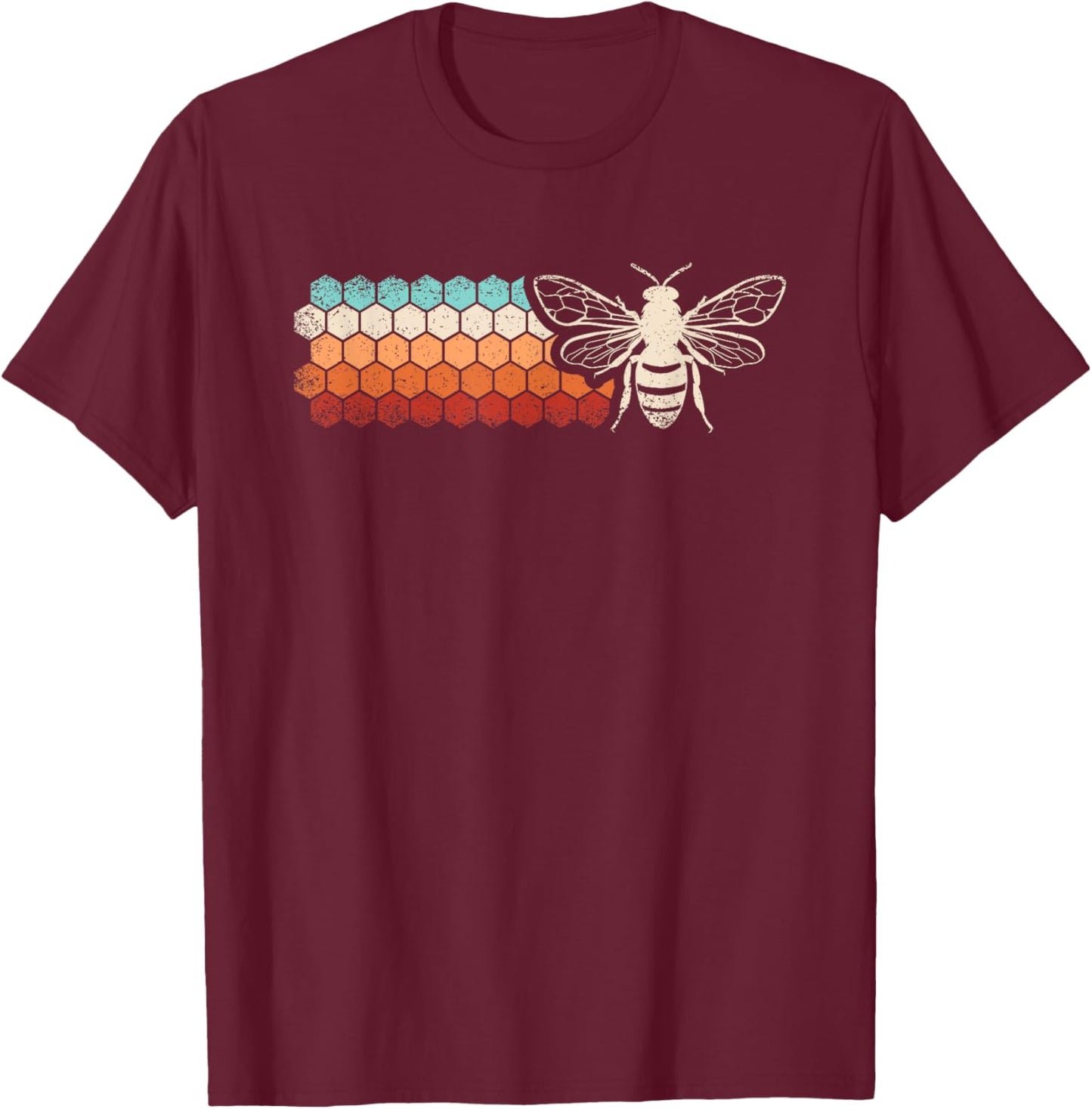 Retro Bee Honeycomb Beekeeping Beekeeper Men Women Kids T-Shirt - T-Shirt | Maroon