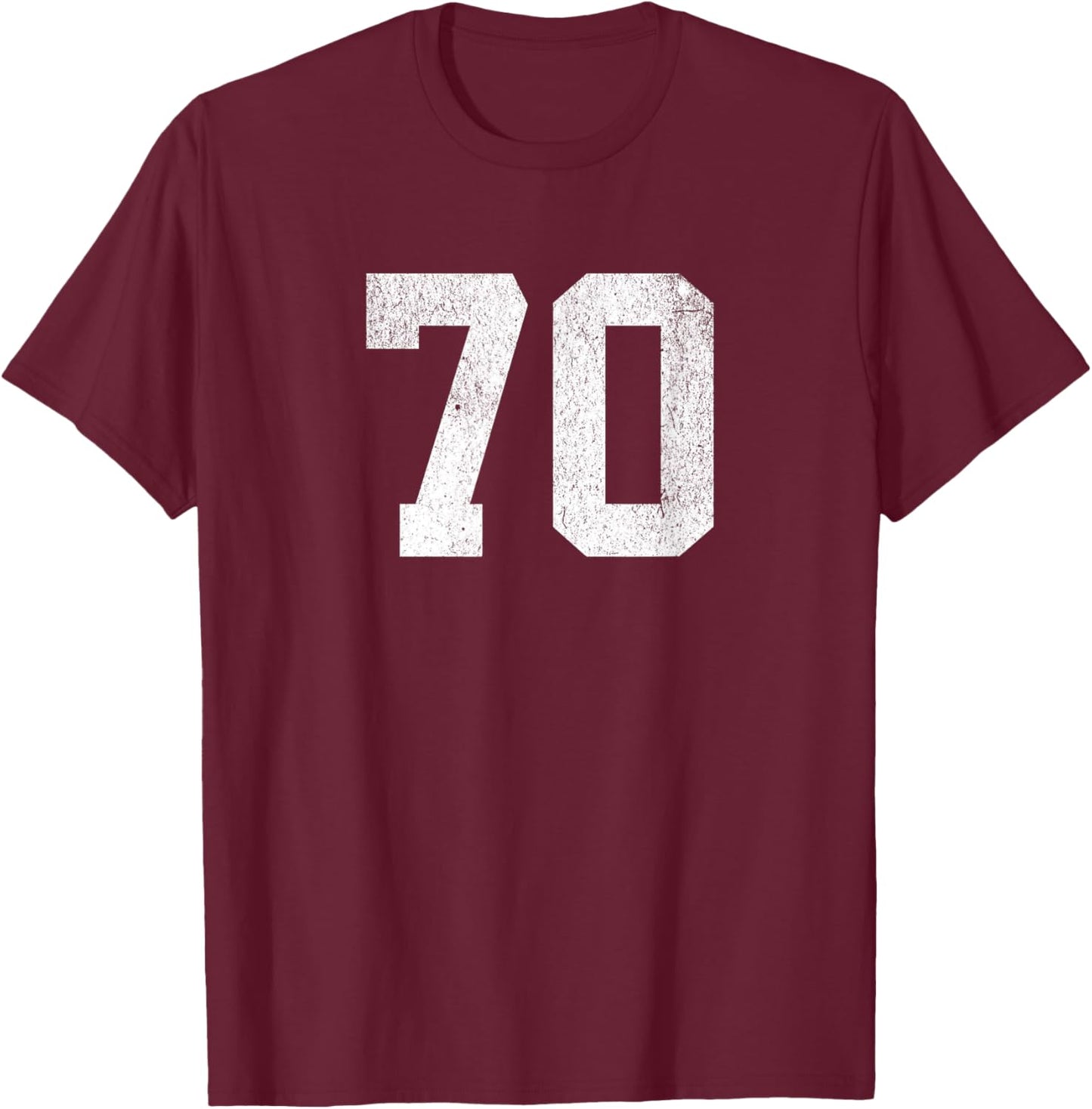 Jersey Uniform Number #70 Athletic Style Sports Graphic T-Shirt - T-Shirt | Maroon