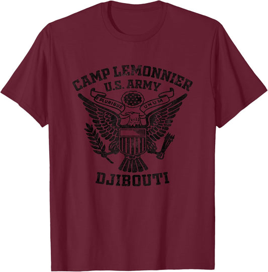 Camp Lemonnier Djibouti Military Base Veteran Vintage Gifts T-Shirt - T-Shirt | Maroon