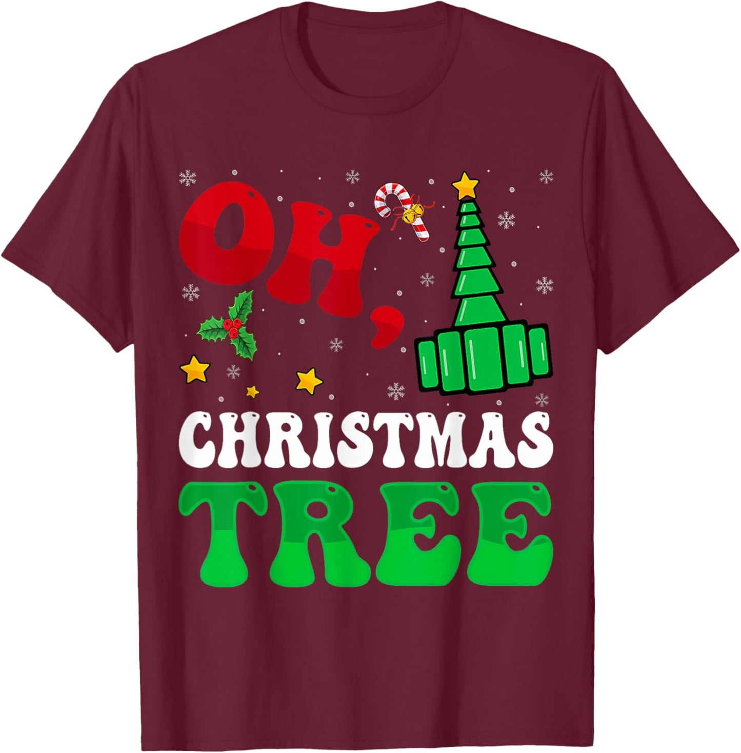 Oh Christmas Tree Xmas Lights RT Respiratory Therapist T-Shirt - T-Shirt | Maroon