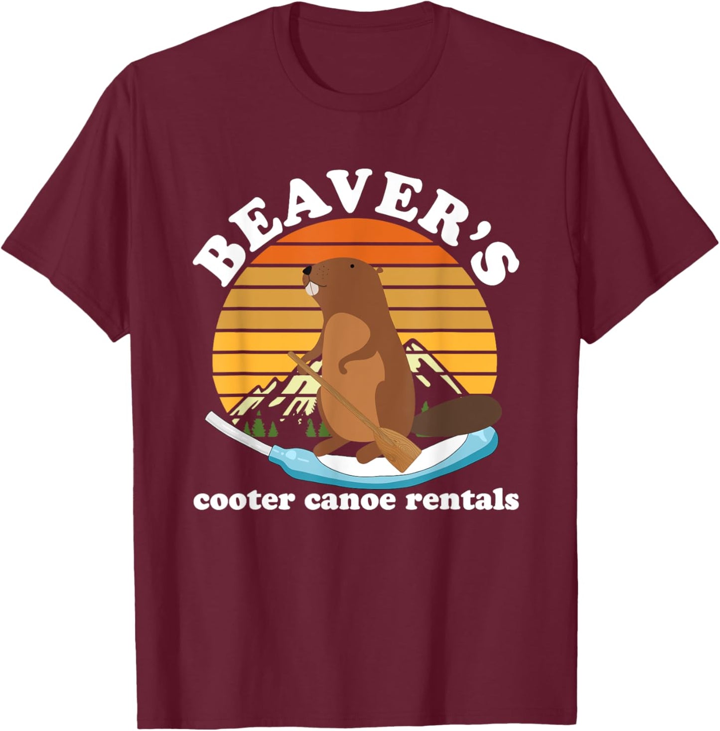 Beaver's Cooter Canoe Rentals Vintage Design T-Shirt - T-Shirt | Maroon