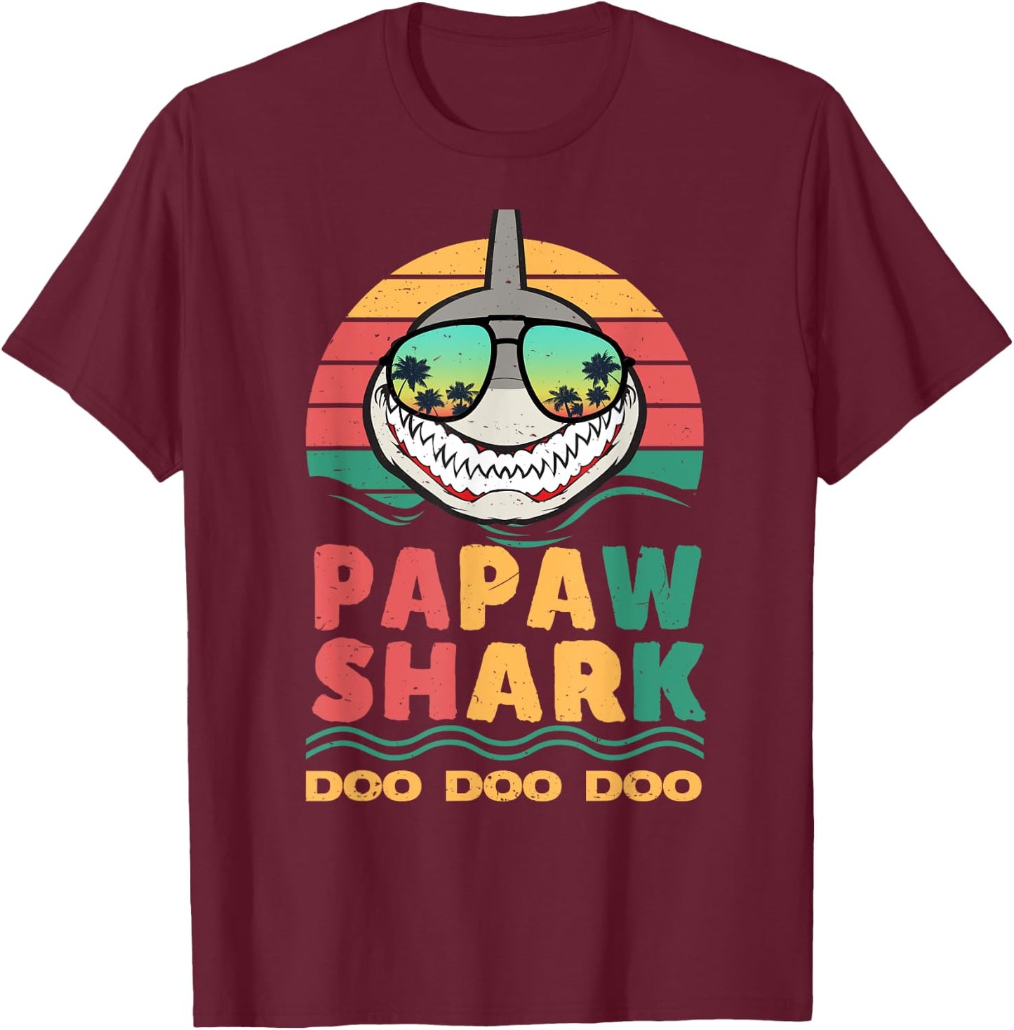 FAMILY 365 Papaw Shark Fathers Day Papa Dad Grandpa Men Gift T-Shirt - T-Shirt | Maroon