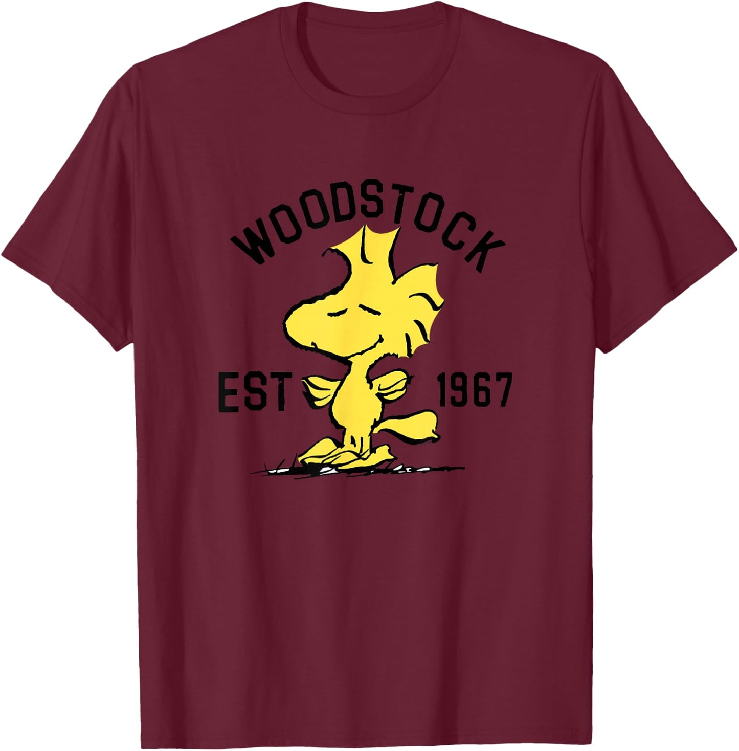 Peanuts Woodstock Graphic , Yellow, , Short Sleeve, Cotton 100%, Small T-Shirt - T-Shirt | Maroon