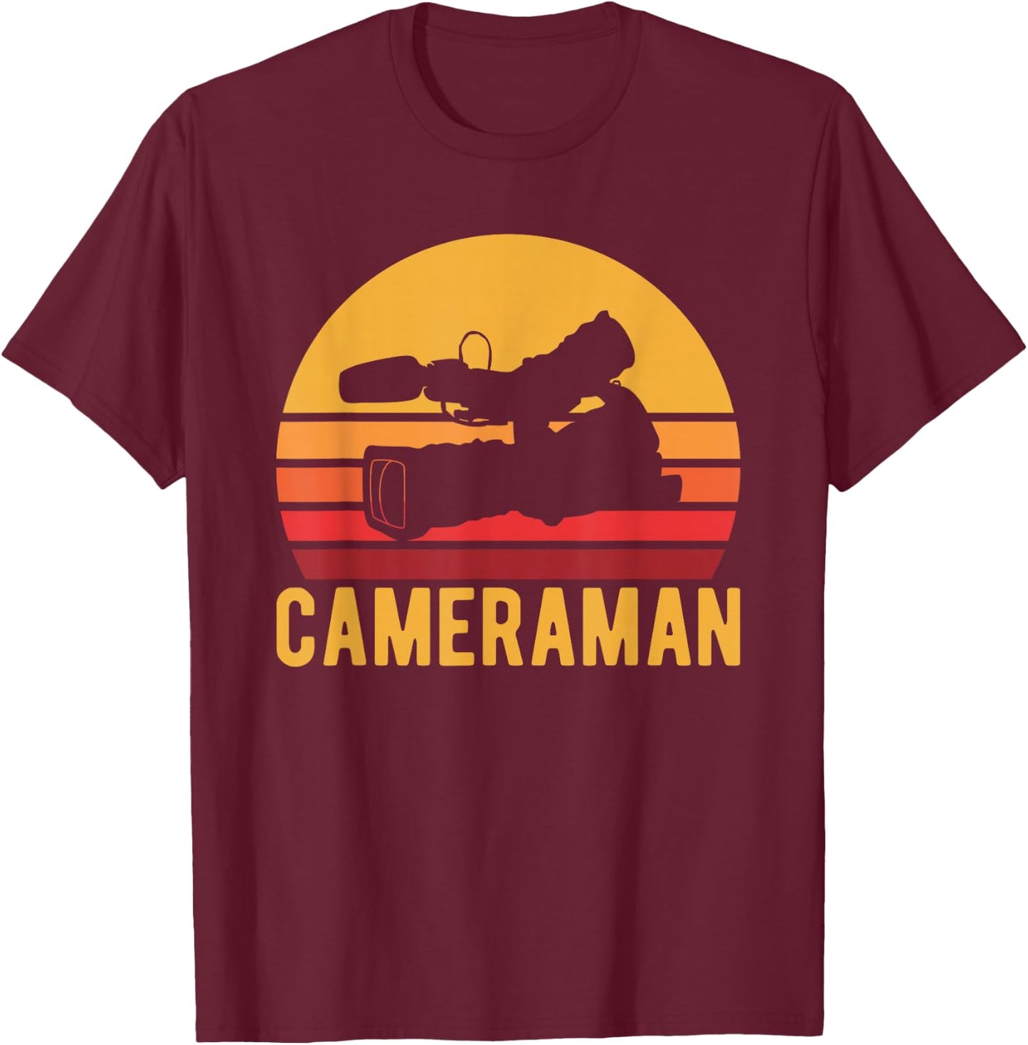 Retro Cameraman Shirt, Video Camera Operator Gift T-Shirt - T-Shirt | Maroon