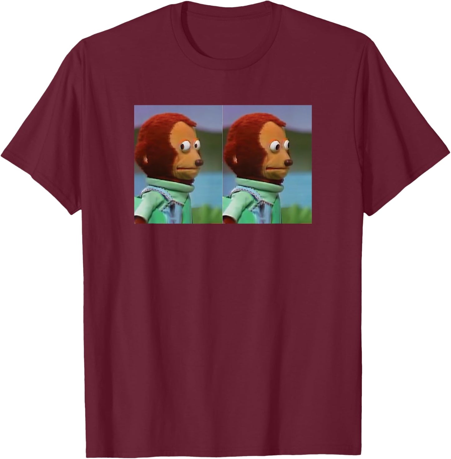 Awkward Look Meme Monkey Puppet Meme T-Shirt - T-Shirt | Maroon