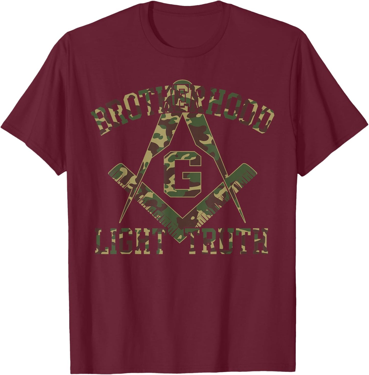 Brotherhood Light Truth Mason Masonic Camo Freemason T-Shirt - T-Shirt | Maroon