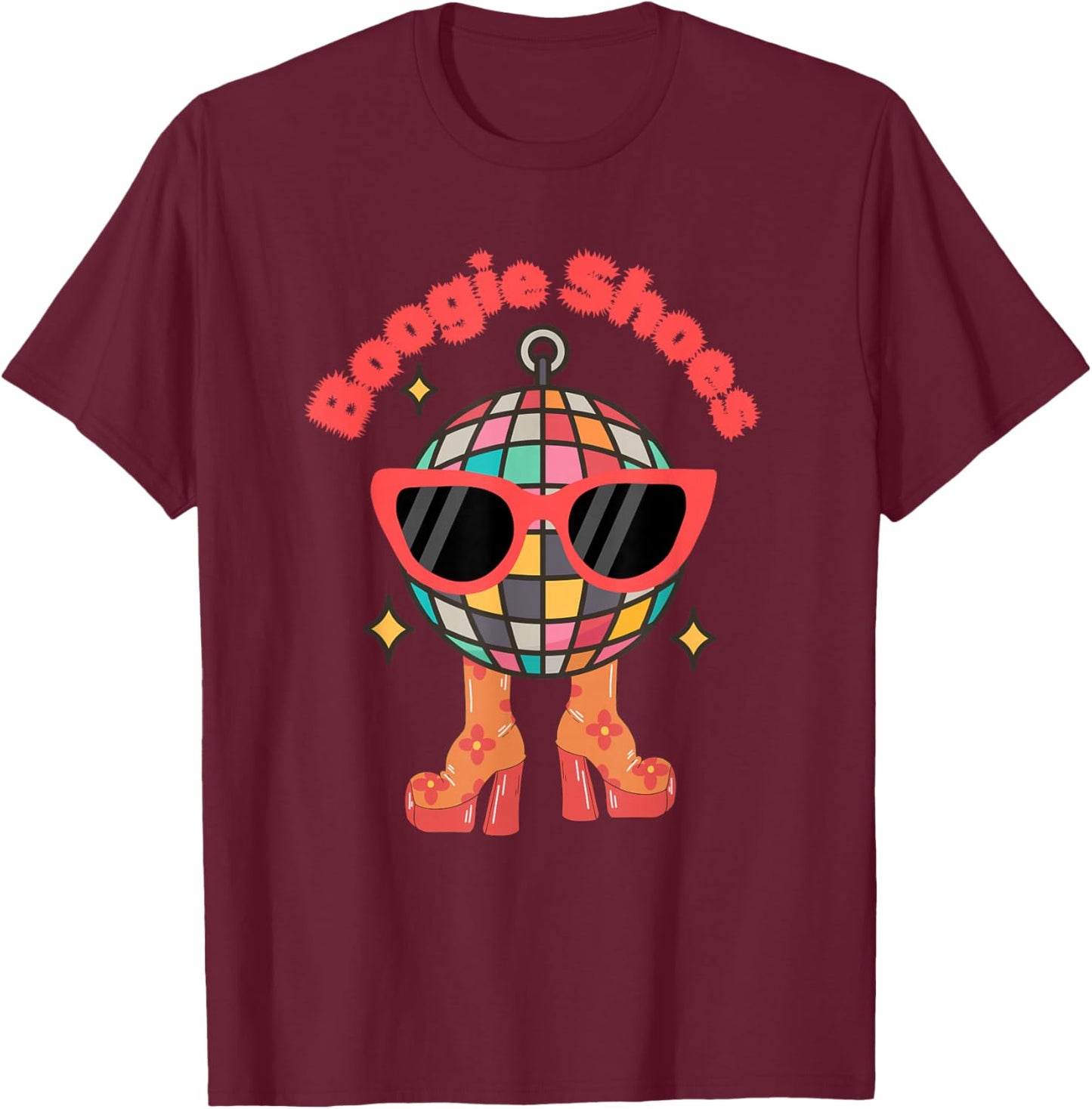 Retro 70s 80s Disco Party Apparel Boogie Shoes Disco Boots T-Shirt - T-Shirt | Maroon