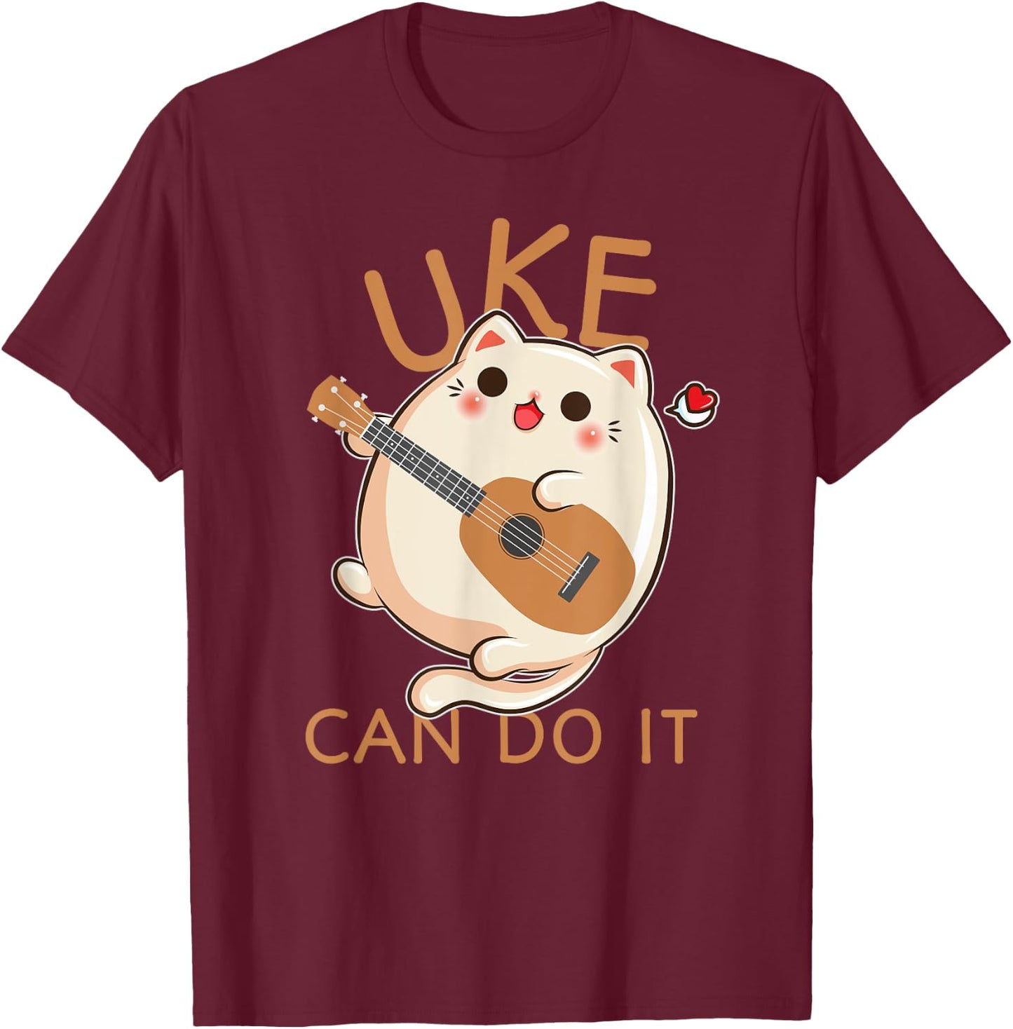 Ukulele print Funny Uke Can Do It Cat Playing product Gift T-Shirt - T-Shirt | Maroon