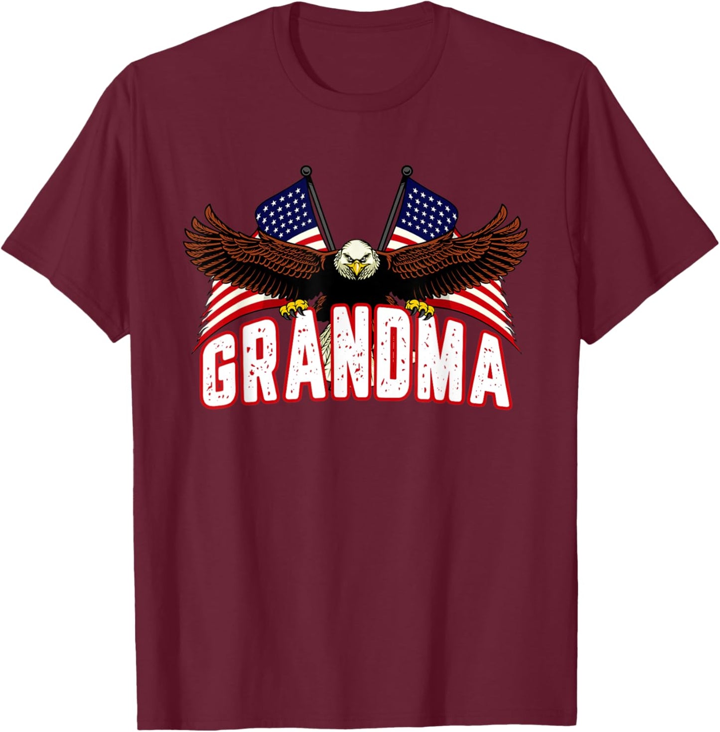 Retro Grandma American Flag Bald Eagle Patriotic 4th of July Men T-Shirt - T-Shirt | Maroon