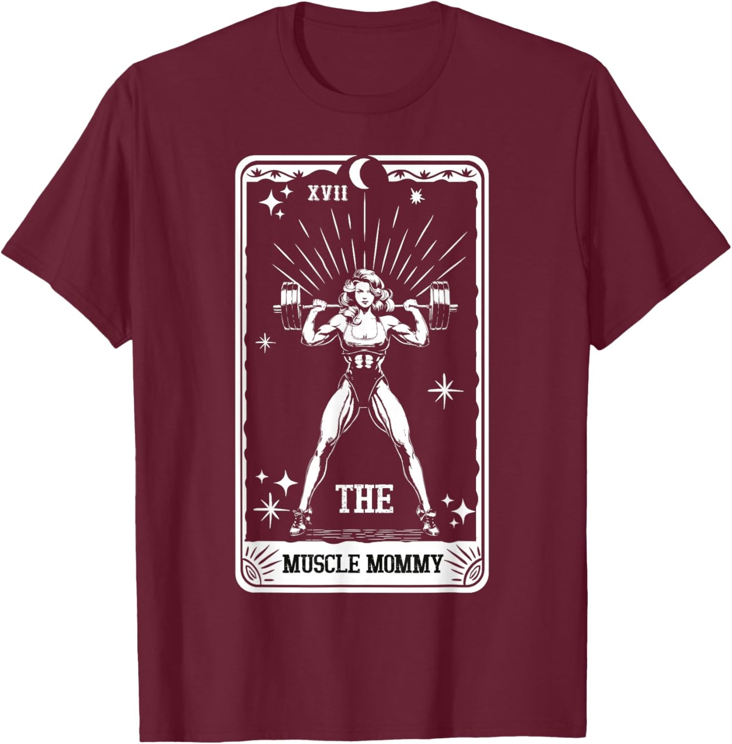Retro The Muscle Mommy Tarot Card Gym Pump Cover Workout T-Shirt - T-Shirt | Maroon