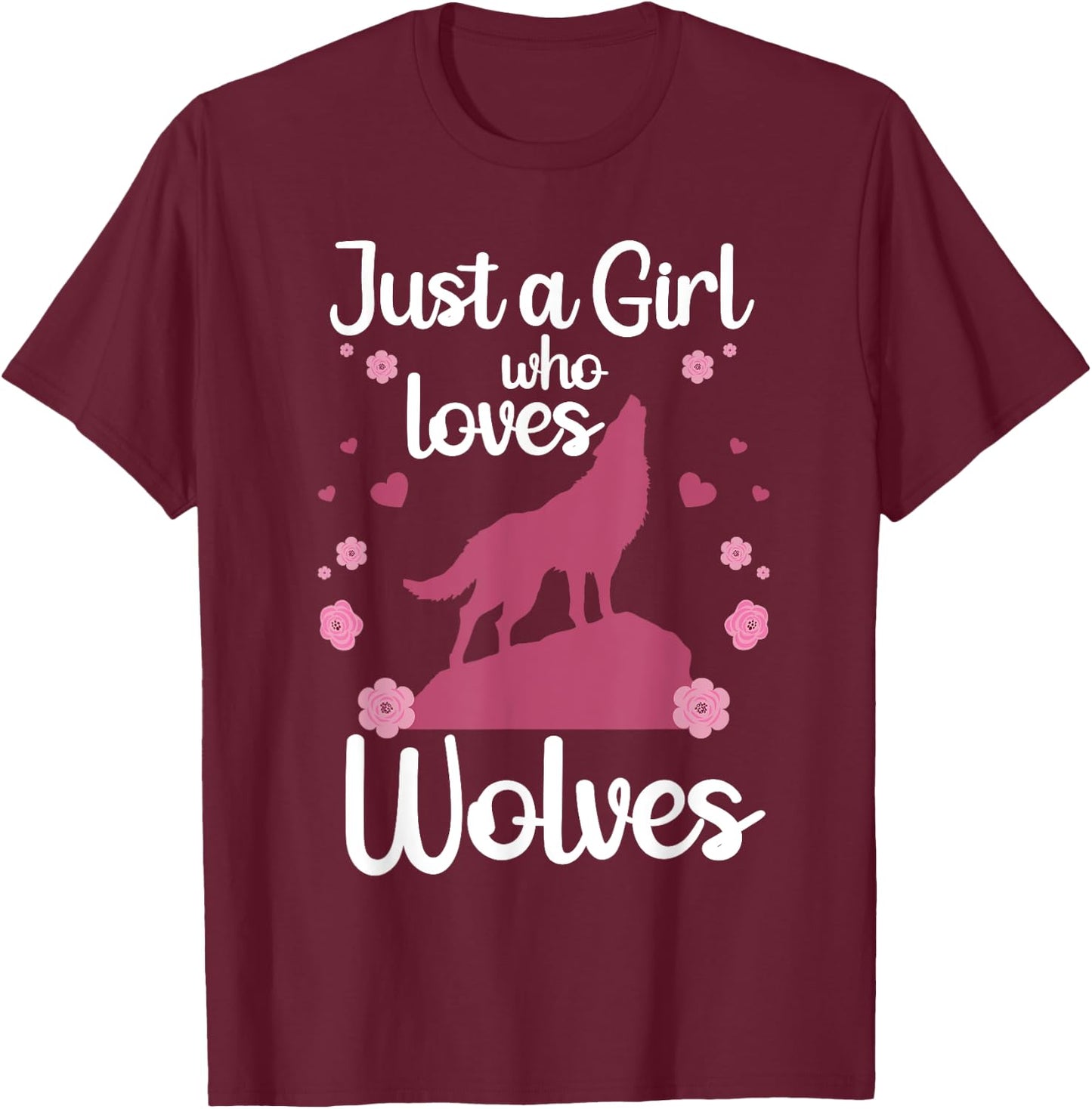Cool Wolf Girls Howling Wolf Lover Animal Wolves T-Shirt - T-Shirt | Maroon