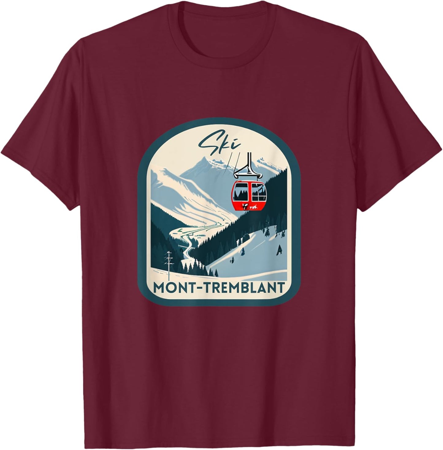 Ski Mont-Tremblant Retro Vintage Style Mont-Tremblant Skiing T-Shirt - T-Shirt | Maroon