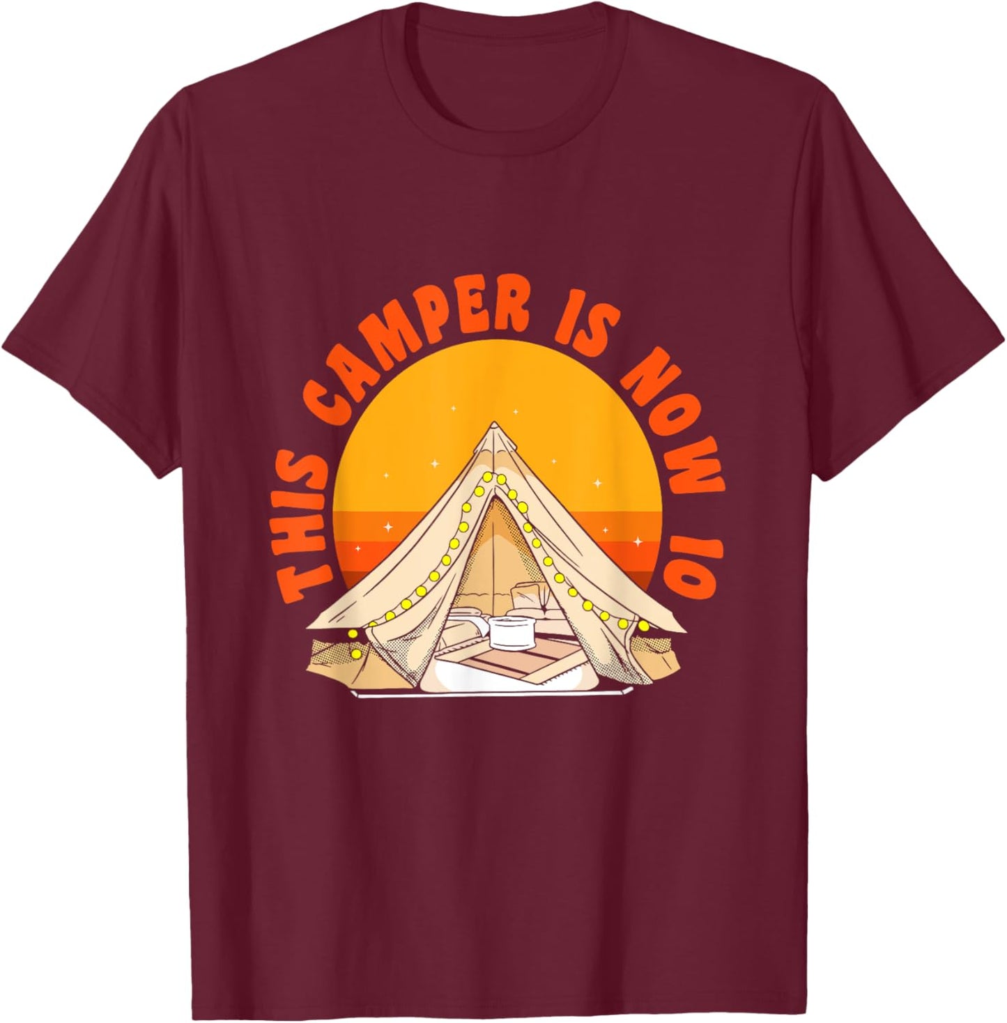 Happy 10 Birthday 10 Year Old Vintage Camping 10th Birthday T-Shirt - T-Shirt | Maroon