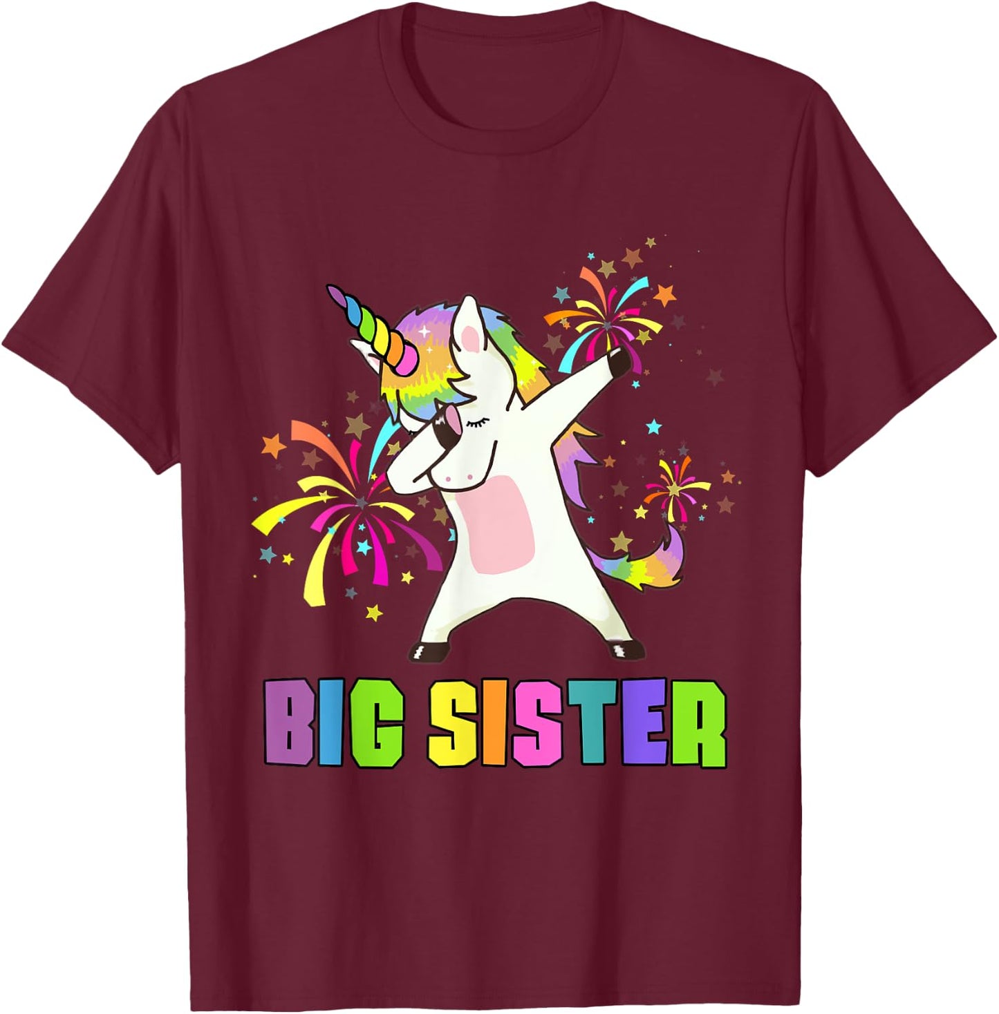 Big Sister Unicorn Dab Dance T-Shirt - T-Shirt | Maroon