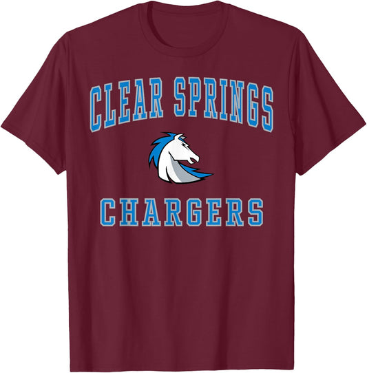 Clear Springs High School Chargers C1 T-Shirt - T-Shirt | Maroon