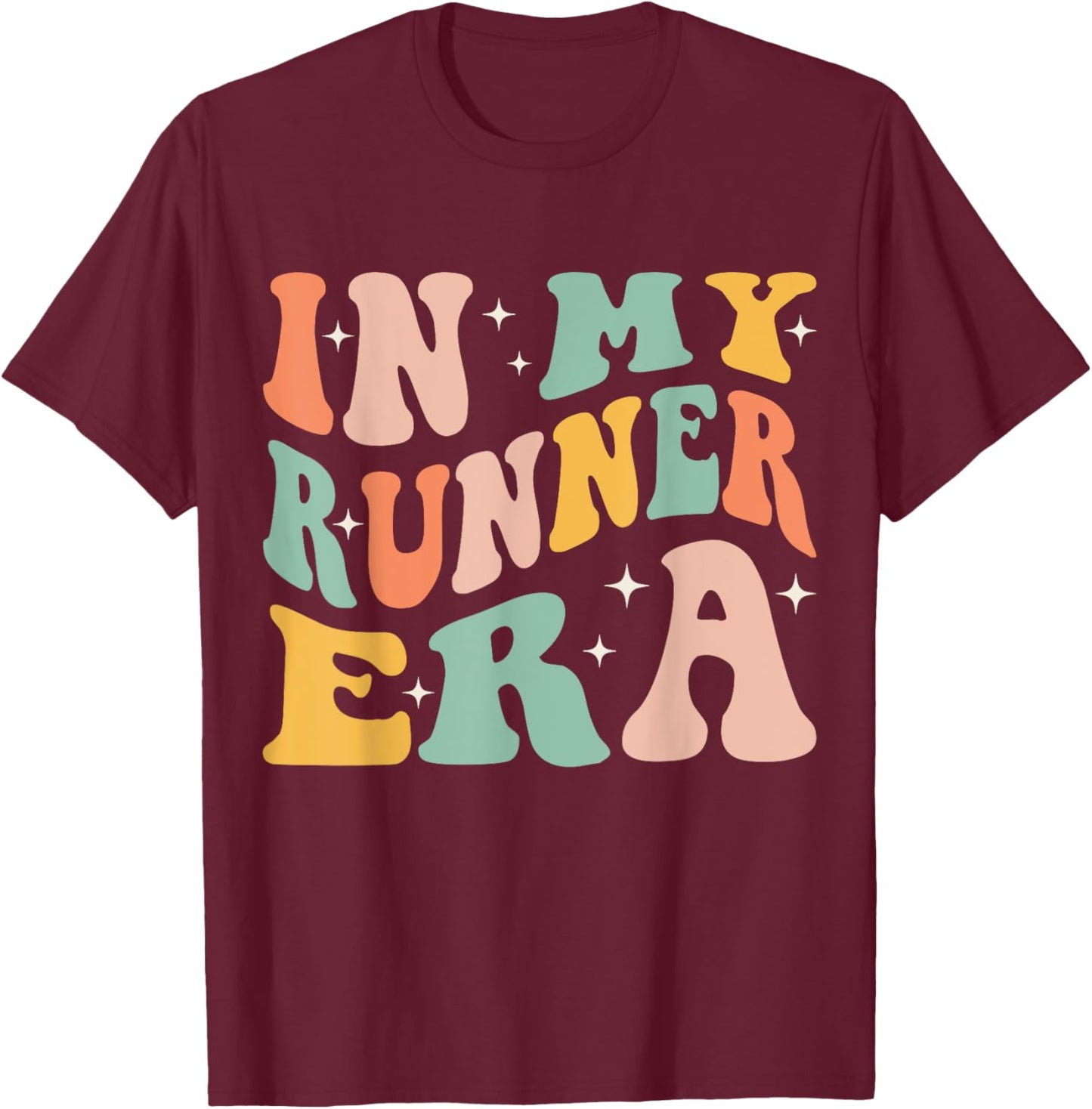 In My Runner Era Funny Running Marathon Groovy Running Mom T-Shirt - T-Shirt | Maroon