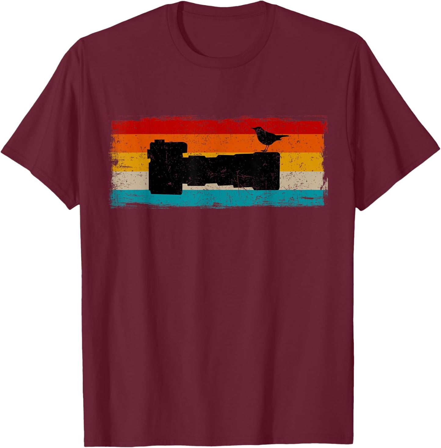 Vintage Bird Photographer Nature Photography Bird Lover T-Shirt - T-Shirt | Maroon