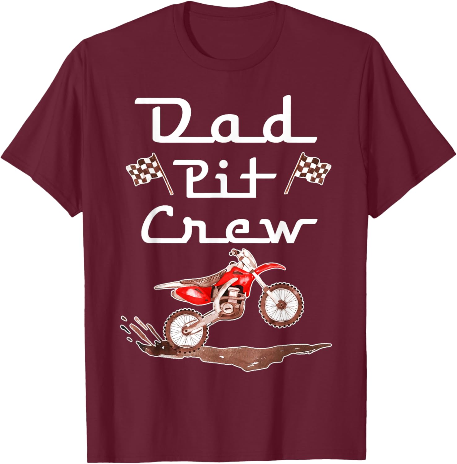 Dirt Bike Birthday Party Racing Family Dad Pit Crew T-Shirt - T-Shirt | Maroon