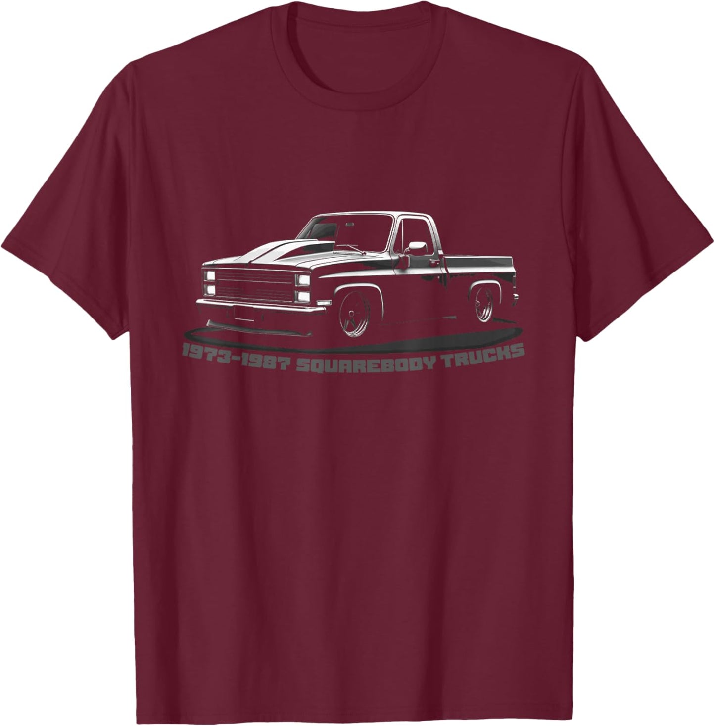 1973-1987 Squarebody Truck Silhouette Square body Truck T-Shirt - T-Shirt | Maroon
