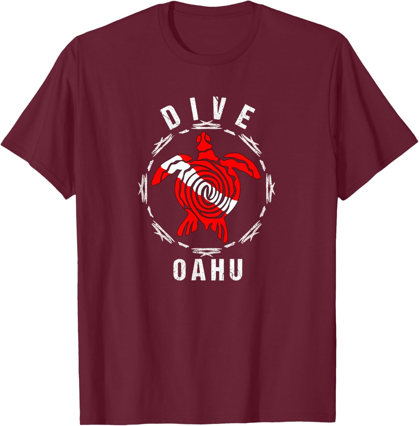 Dive Oahu Vintage Tribal Turtle Gift T-Shirt - T-Shirt | Maroon