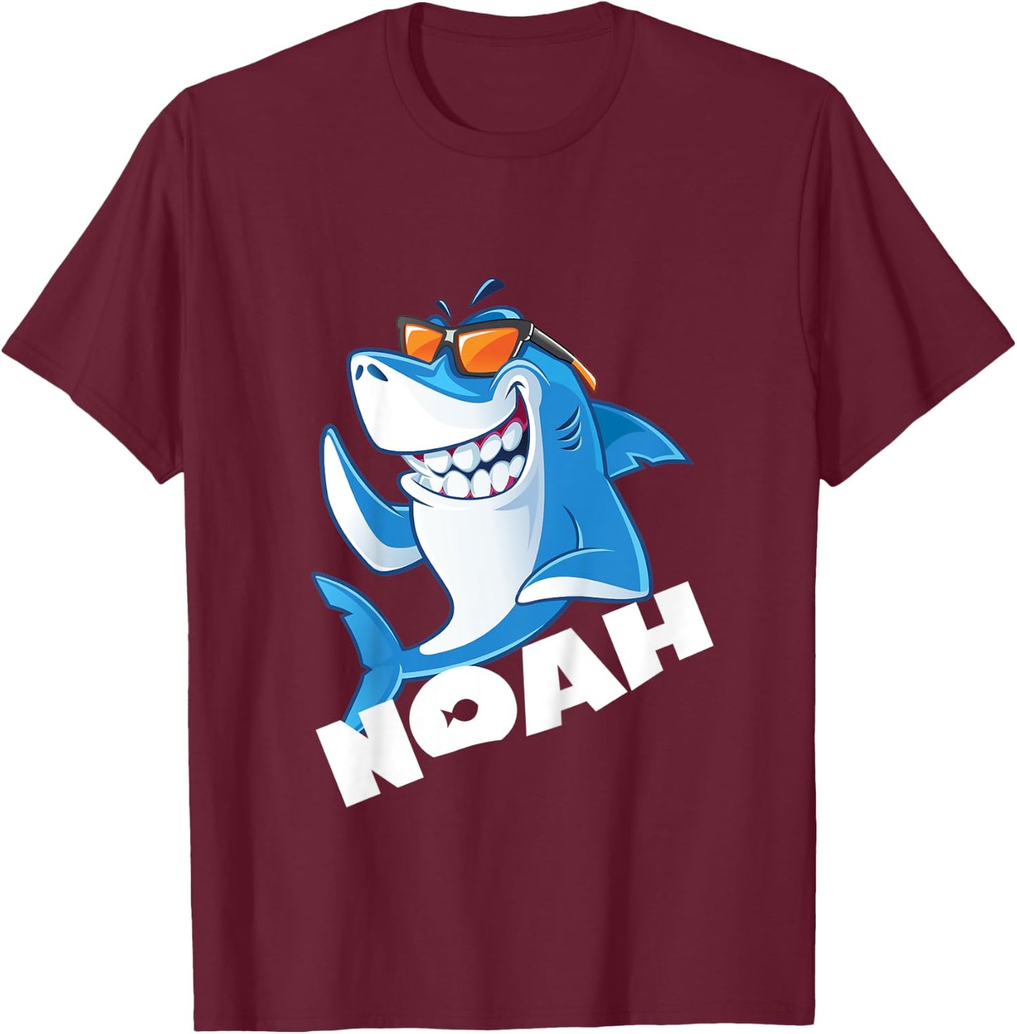 Kids Shark Name Noah Gift Boys T-Shirt - T-Shirt | Maroon