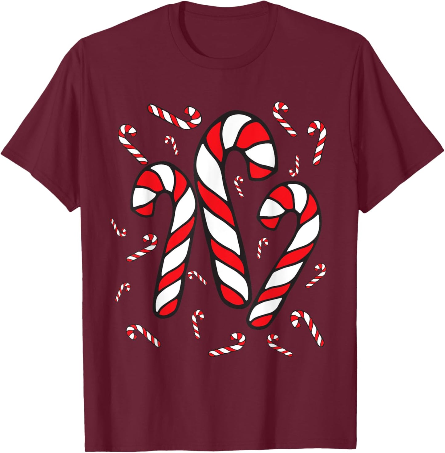 Candy Cane Crew Merry and Bright Red and White Candy Costume T-Shirt - T-Shirt | Maroon