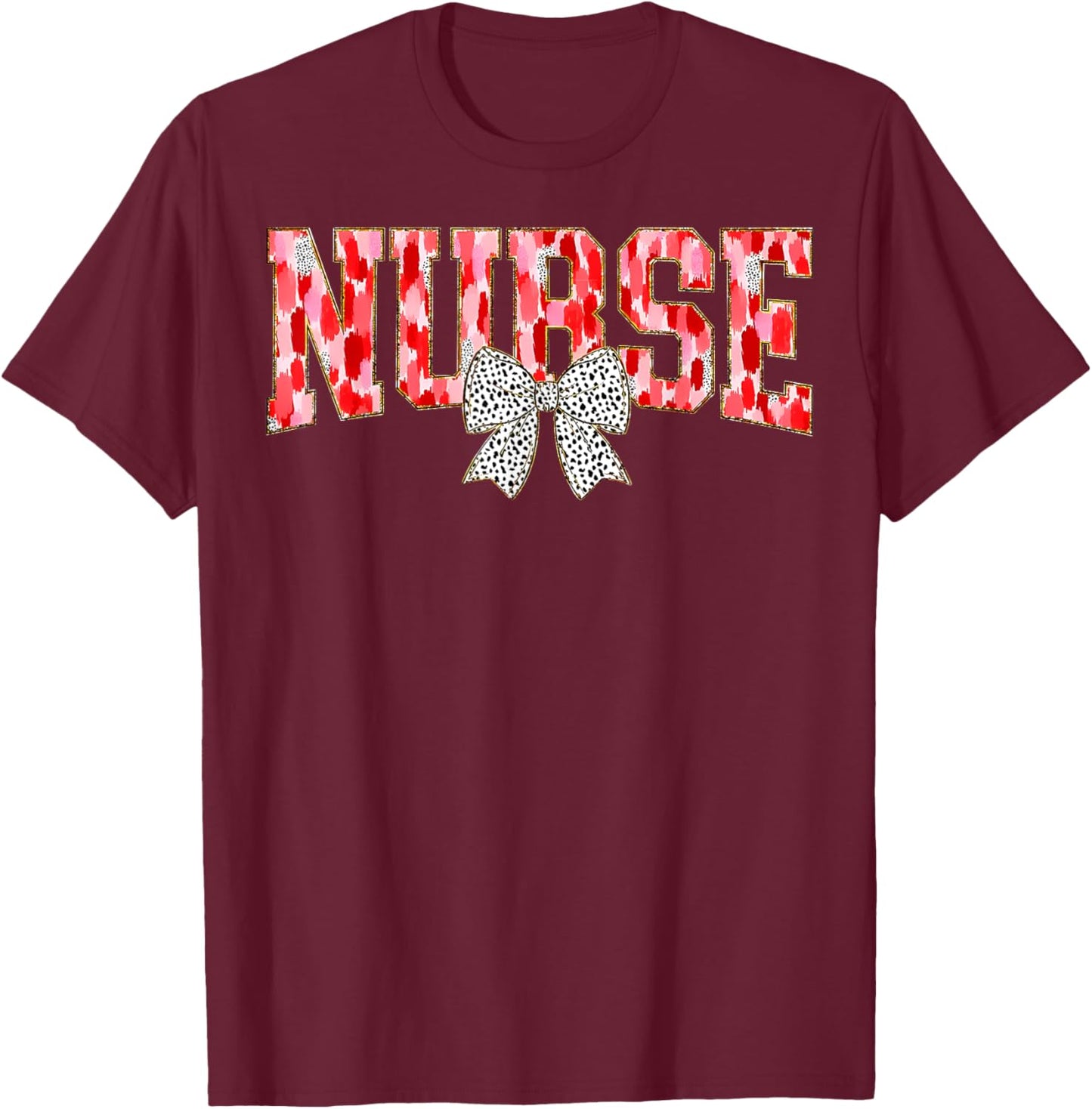 Retro Nurse Coquette Red Bow Girlie Nurse Life T-Shirt - T-Shirt | Maroon