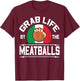 Funny Meatball Italian Food Italy Flag Shirt T-Shirt - T-Shirt | Maroon