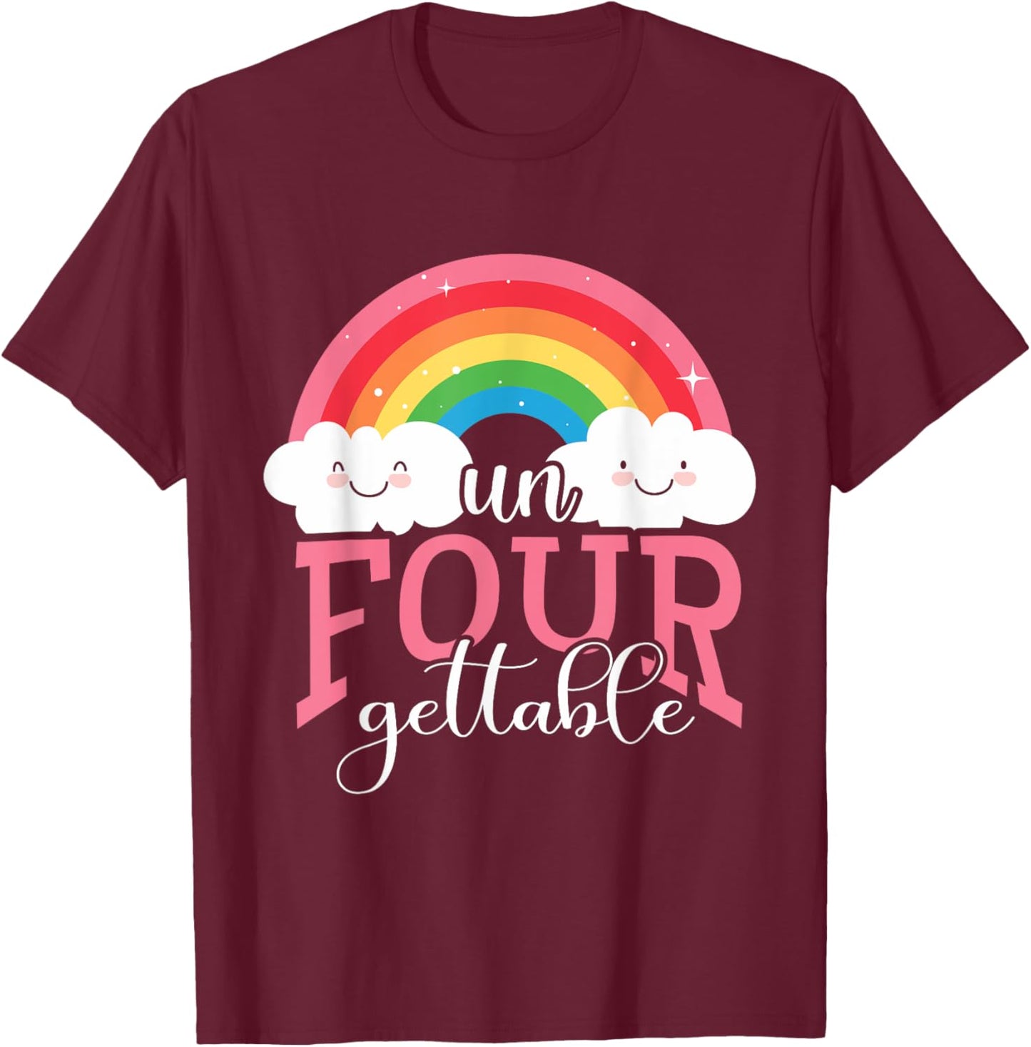 Unfourgettable 4th Birthdays Girl Un Four Gettable Birthday T-Shirt - T-Shirt | Maroon