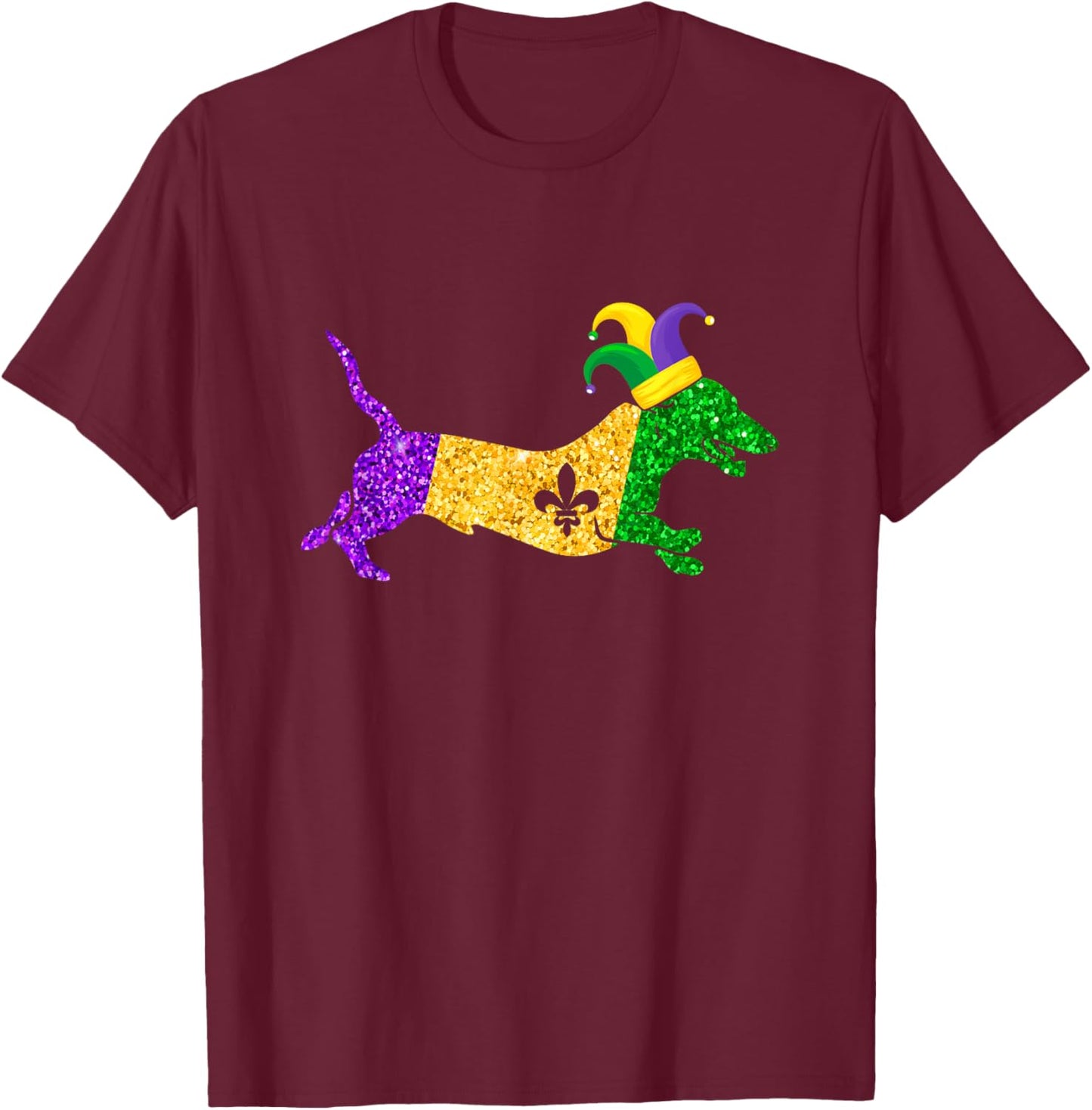 Funny Dachshund Dog Lover Cute Mardi Gras Carnival Women T-Shirt - T-Shirt | Maroon