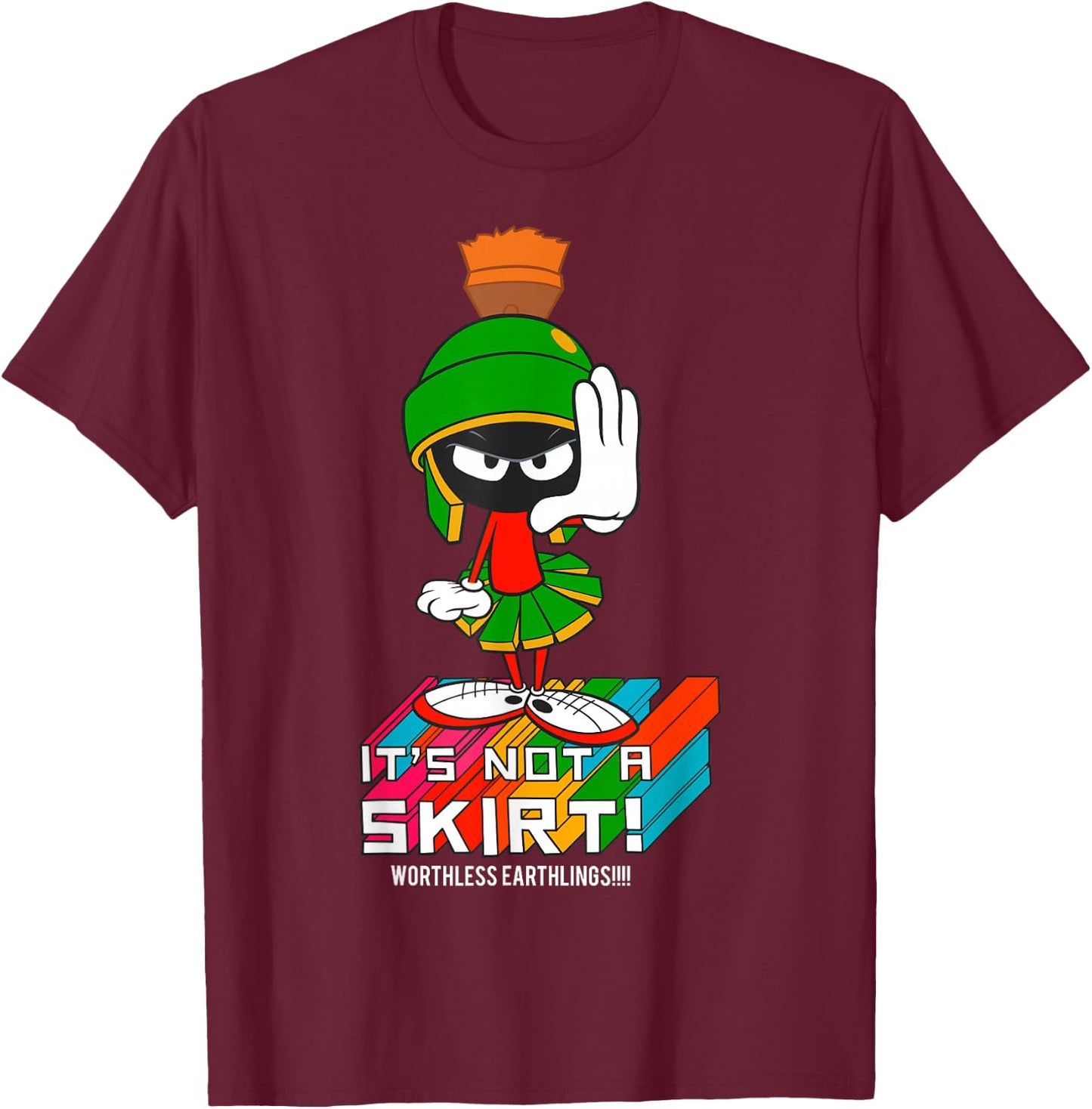 Looney Tunes Marvin The Martian It's Not A Skirt T-Shirt - T-Shirt | Maroon
