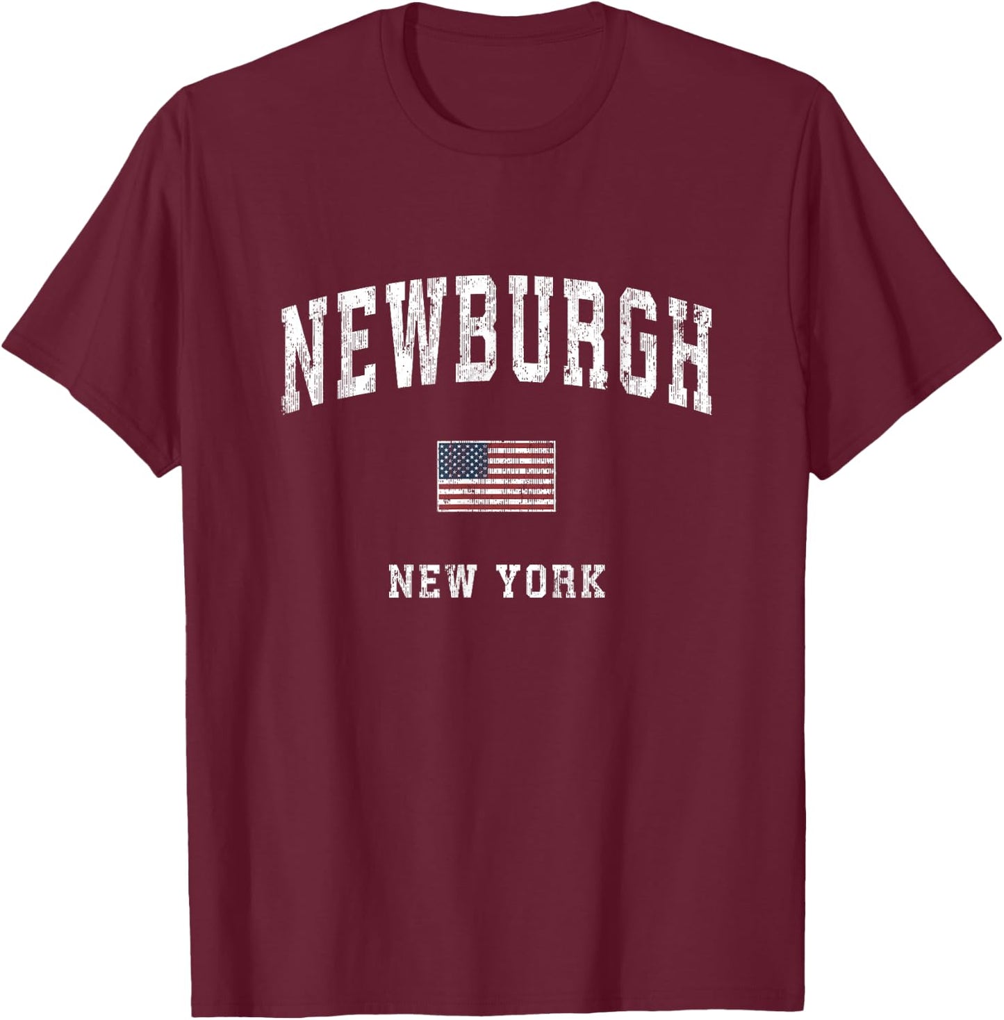 Newburgh New York NY Vintage American Flag Sports Design T-Shirt - T-Shirt | Maroon