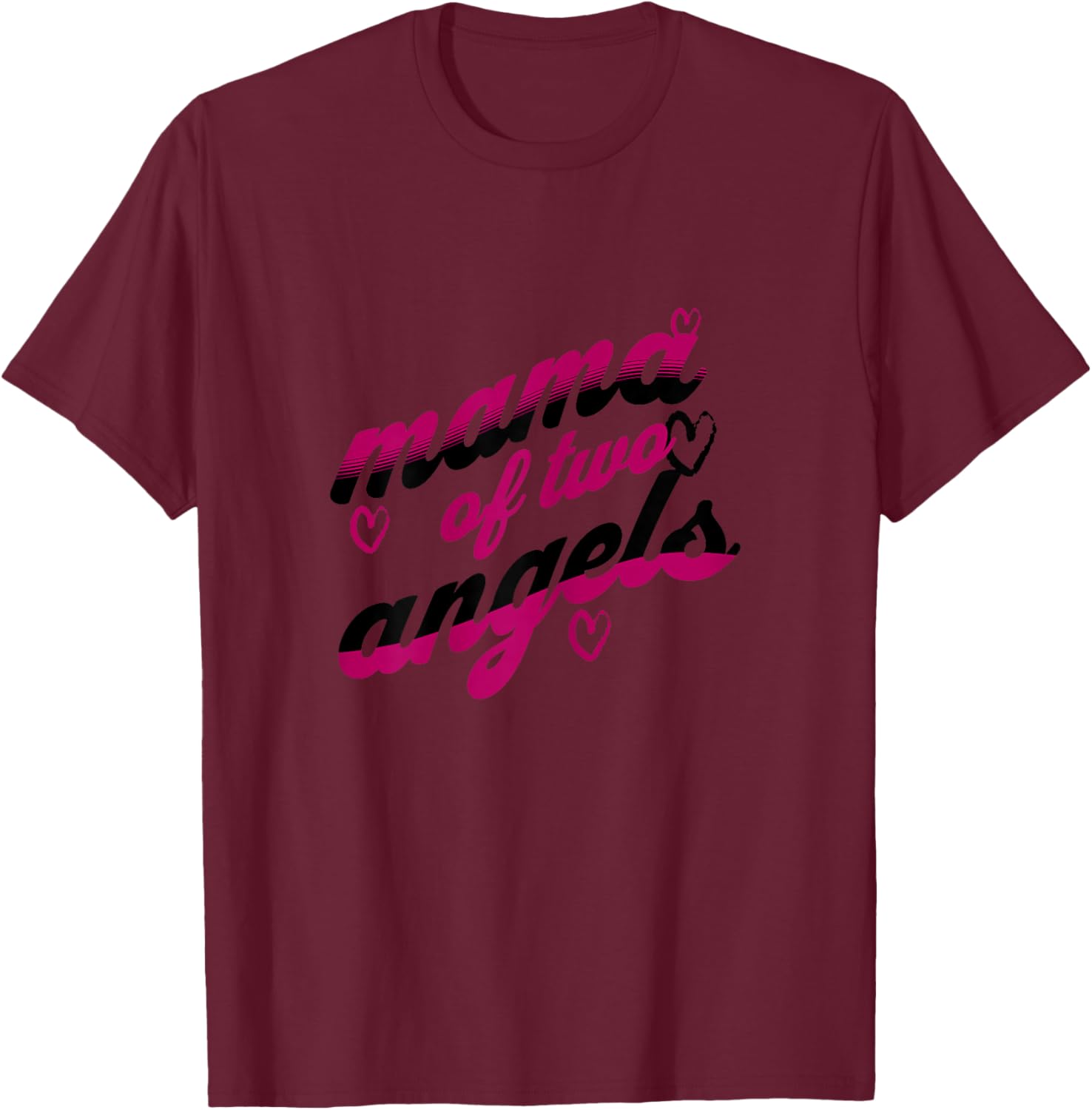 Mama of Two Angels Mother's Day T-Shirt - T-Shirt | Maroon