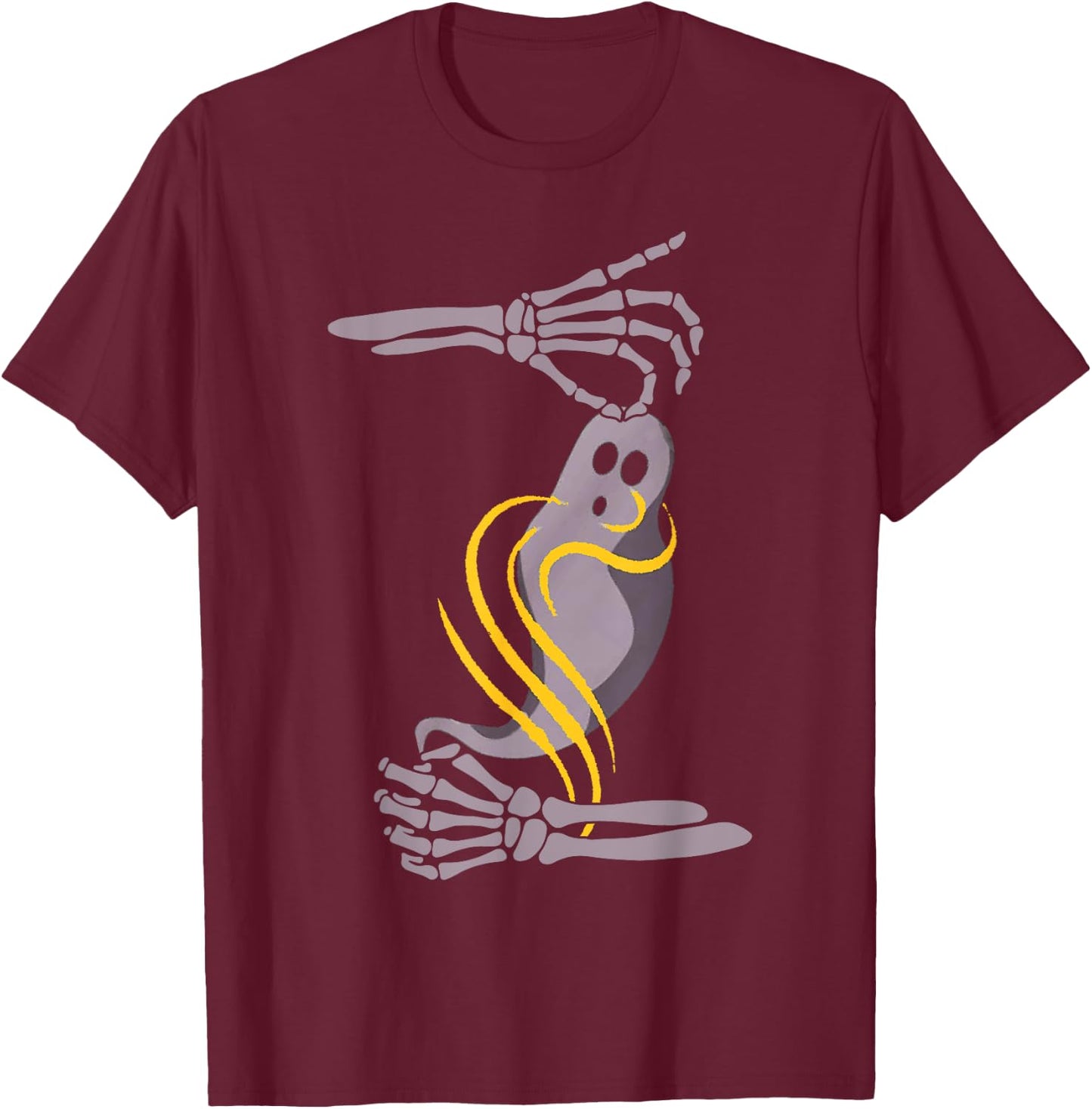 Spooky Halloween ASL Skeleton Hands Ghost T-Shirt - T-Shirt | Maroon