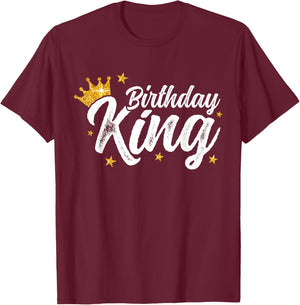 Boys And Men Crown Birthday King T-Shirt - T-Shirt | Maroon