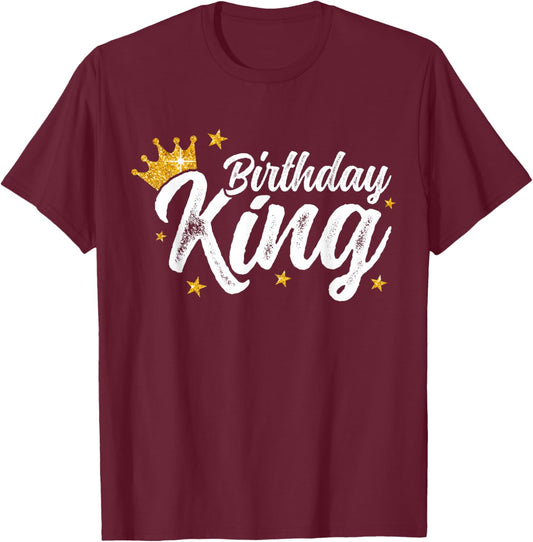 Boys And Men Crown Birthday King T-Shirt - T-Shirt | Maroon