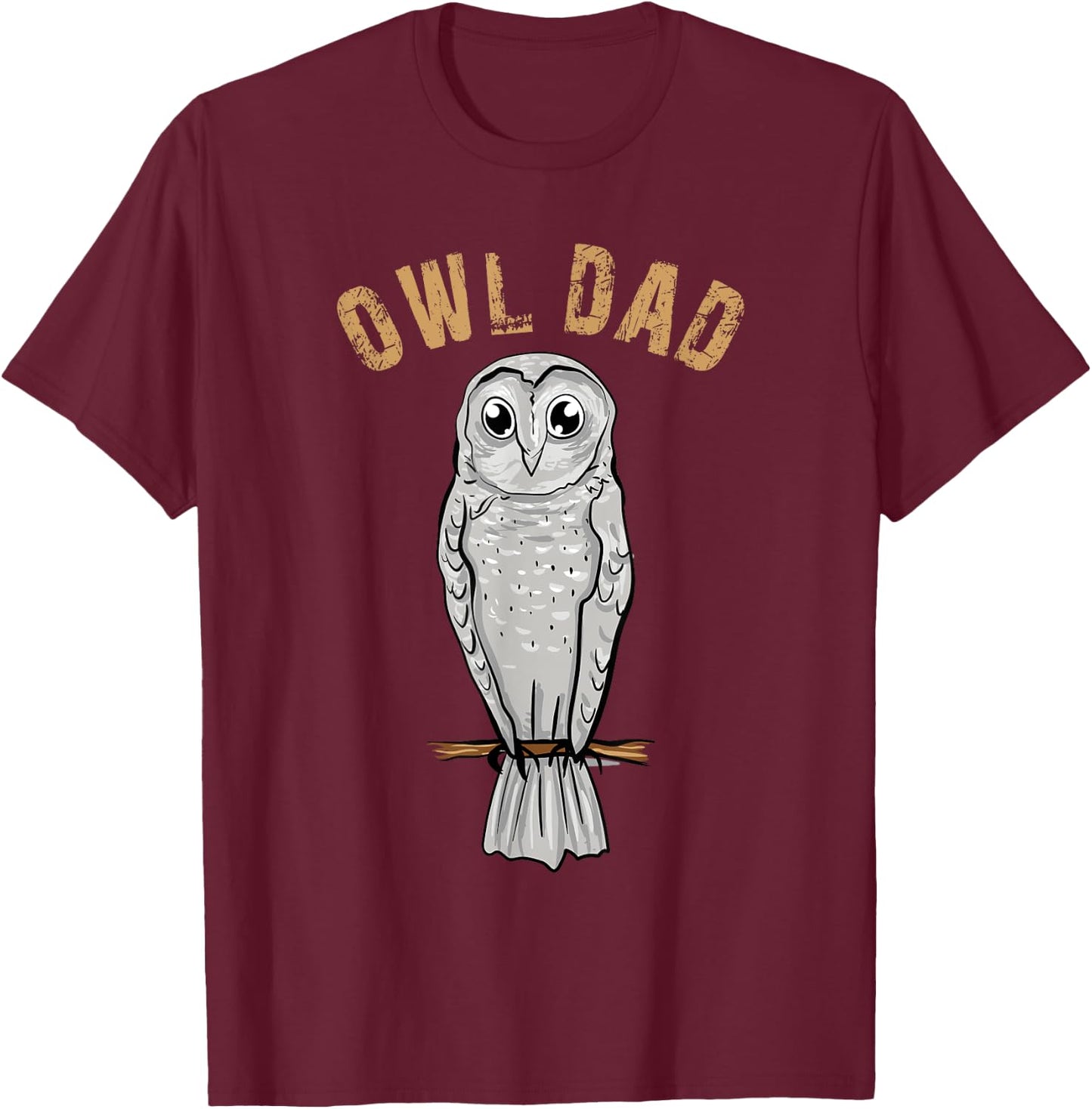 Owl Dad Lover Illustration Gift Owls Owner Gifts T-Shirt - T-Shirt | Maroon