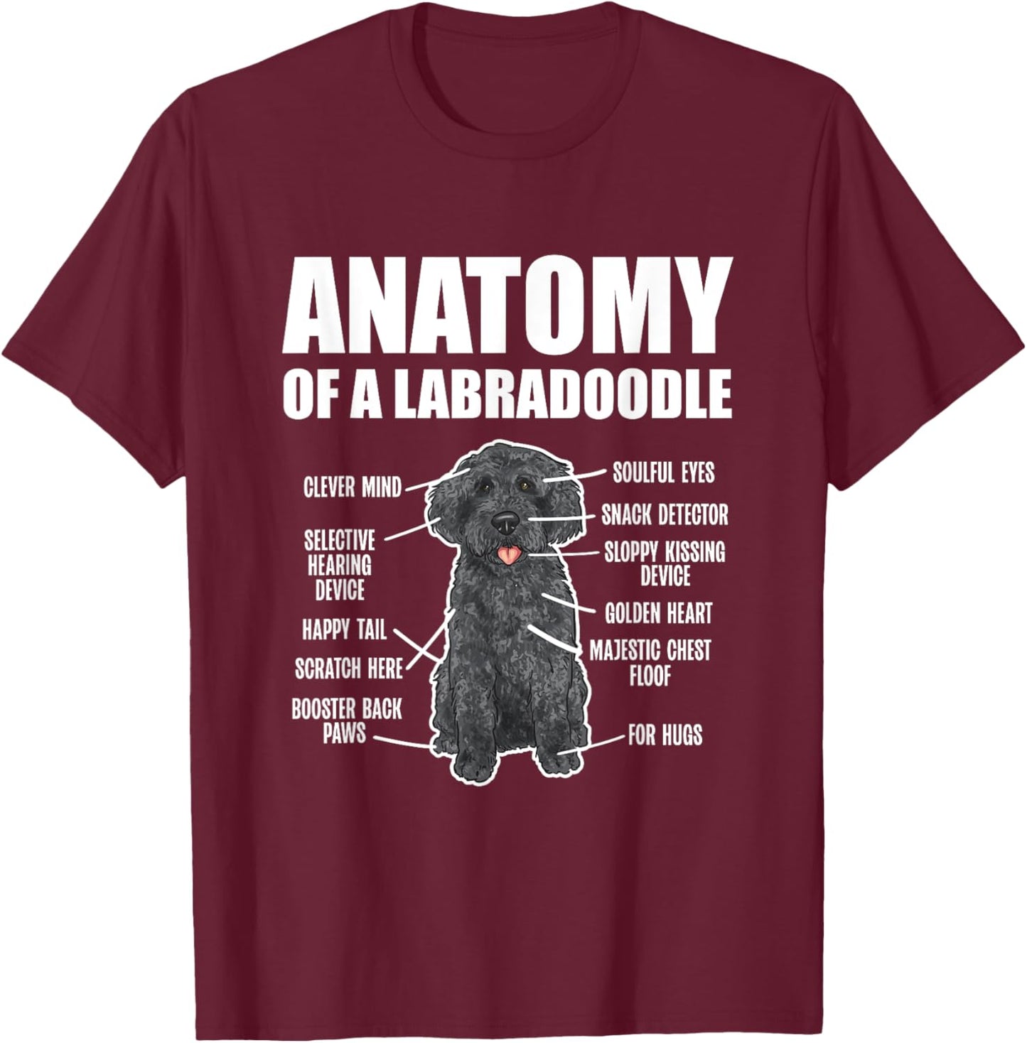 Black Labradoodle Dog Lover Anatomy Of A Labradoodle T-Shirt - T-Shirt | Maroon