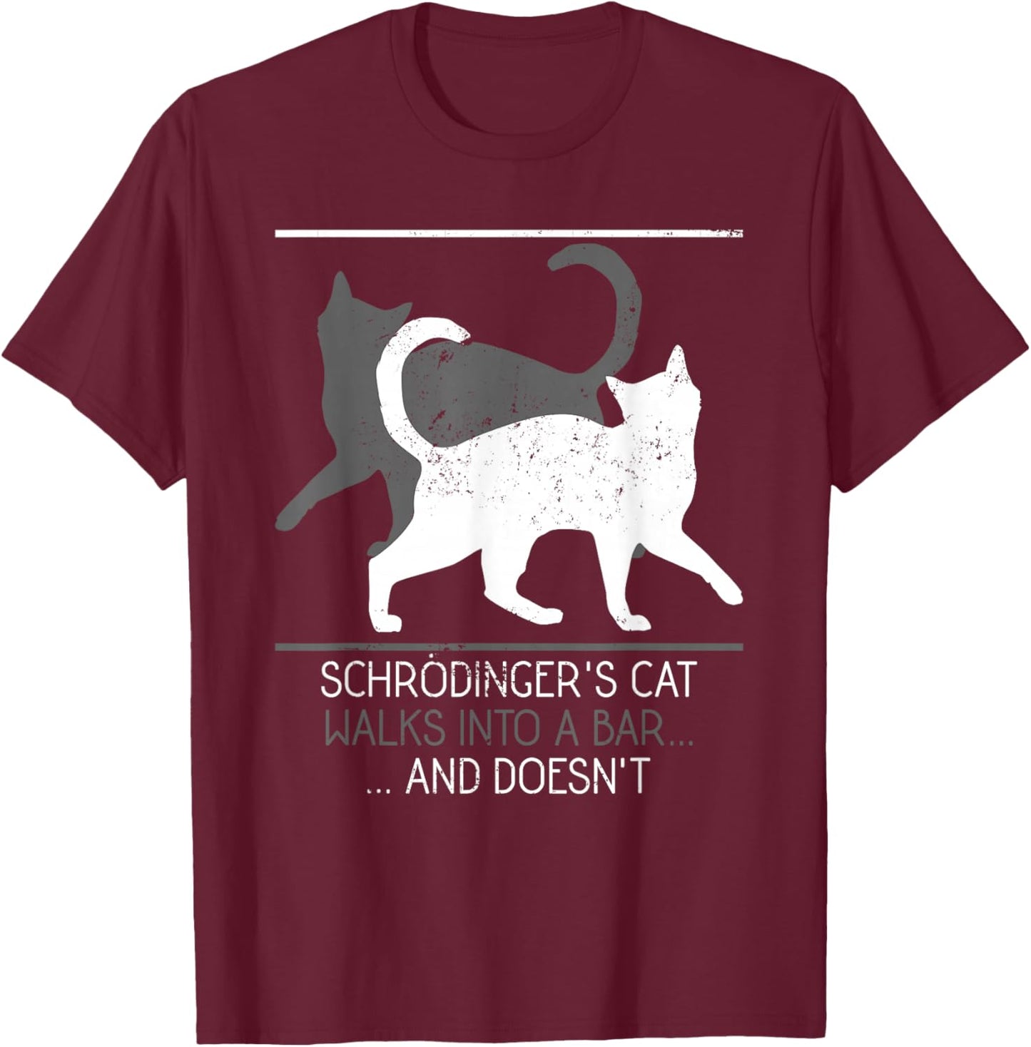 Funny Schrodingers Cat Physics T-Shirt - T-Shirt | Maroon