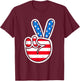 American Flag Peace Sign 60s 70s 80s Patriotic Boys Toddler T-Shirt - T-Shirt | Maroon